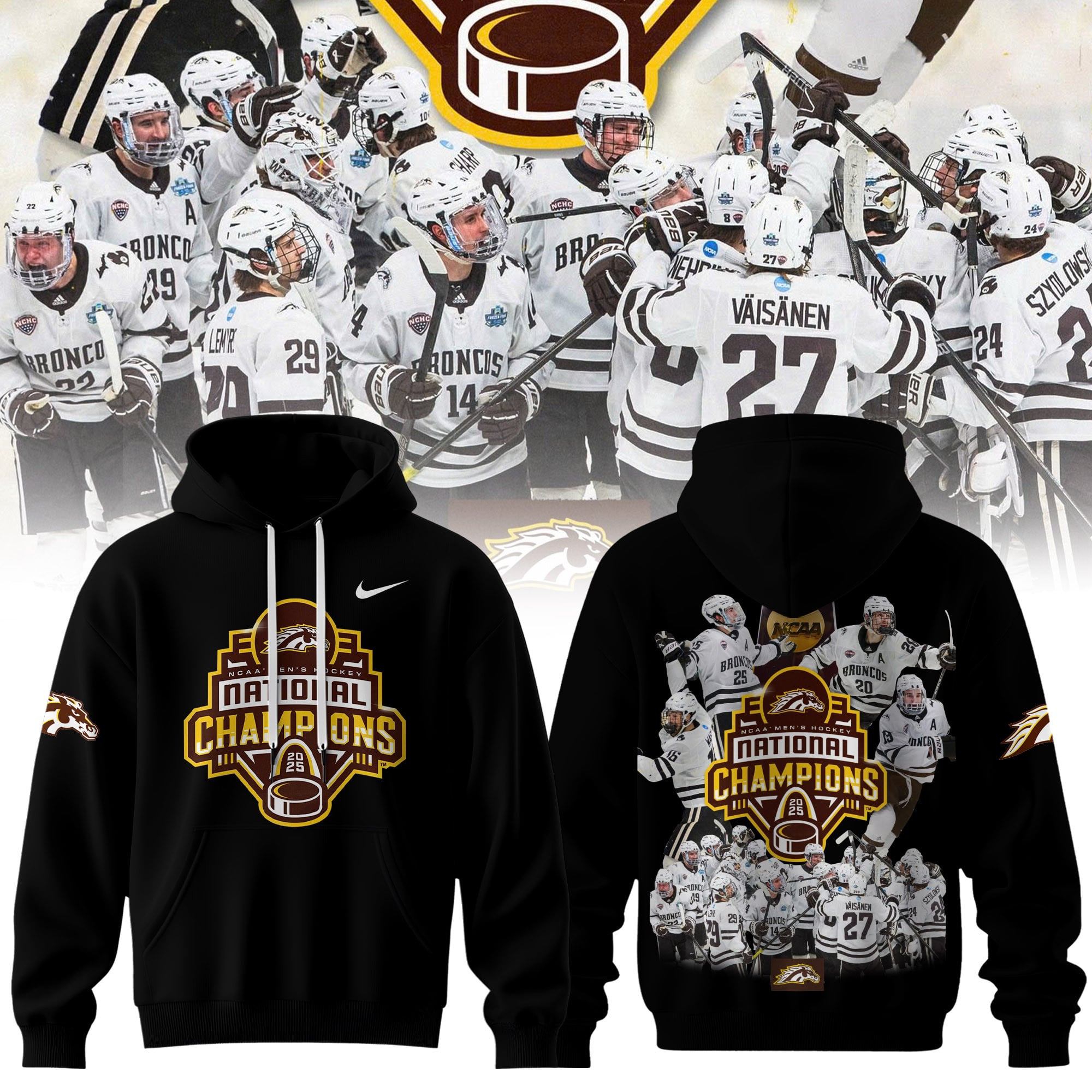 Western Michigan Broncos 2025 National Champions Patch Premium Hoodie N2