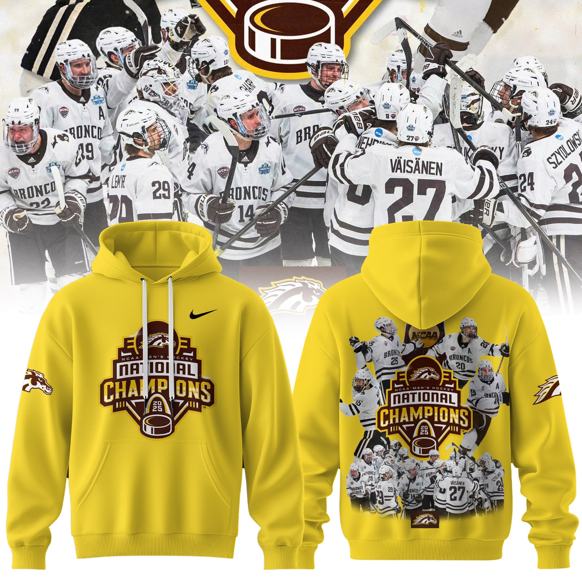 Western Michigan Broncos 2025 National Champions Patch Premium Hoodie N2