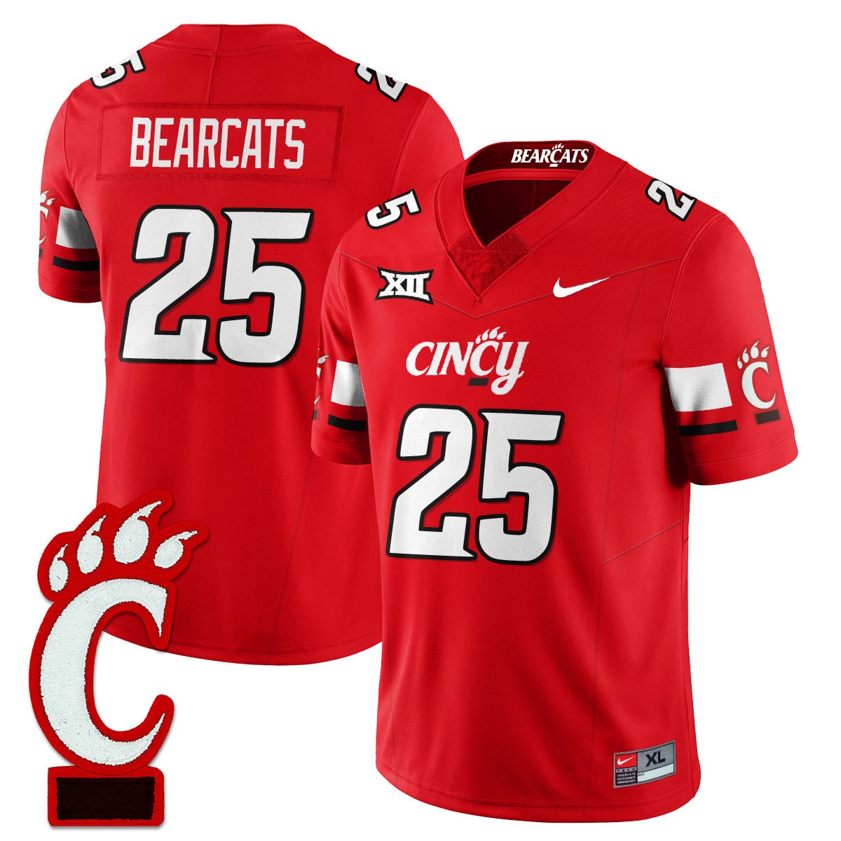 Men’s Cincinnati Bearcats Football 2025 Uniform – All Stitched