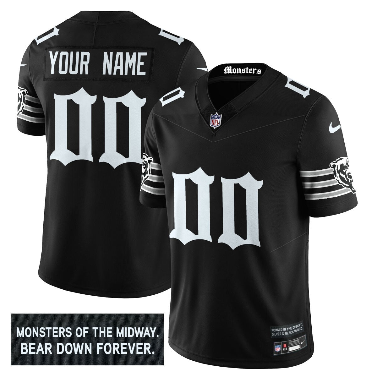 Chicago Bears ‘Gothic Monsters Edition’ Vapor Limited Custom Jersey – All Stitched