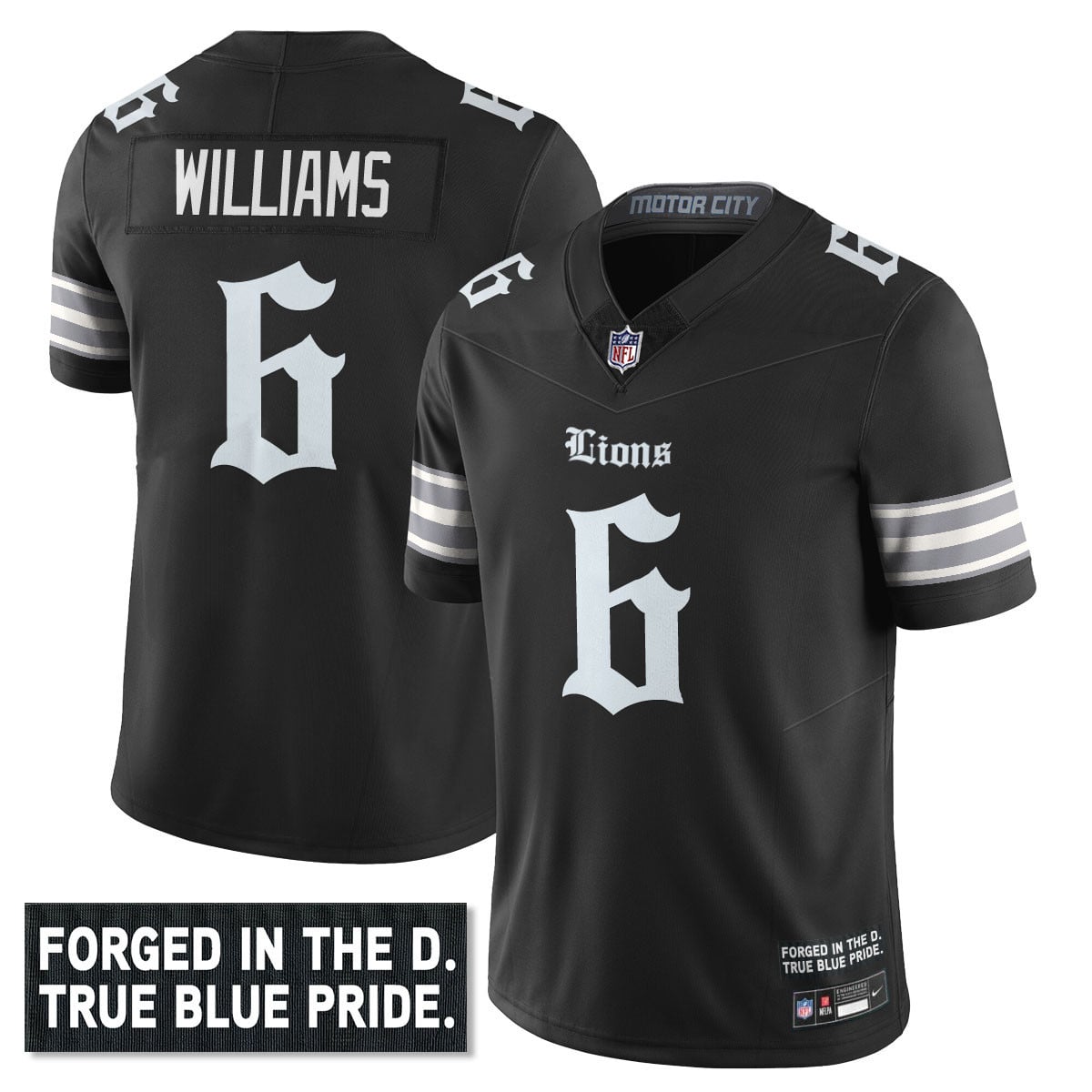 Men’s Detroit Lions ‘Gothic Motor City Edition’ Vapor Limited Jersey – All Stitched