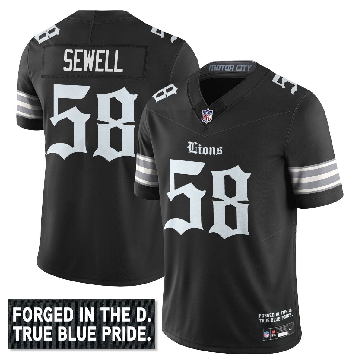 Men’s Detroit Lions ‘Gothic Motor City Edition’ Vapor Limited Jersey – All Stitched