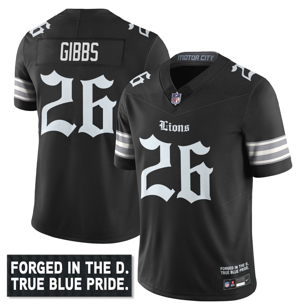 Men’s Detroit Lions ‘Gothic Motor City Edition’ Vapor Limited Jersey – All Stitched