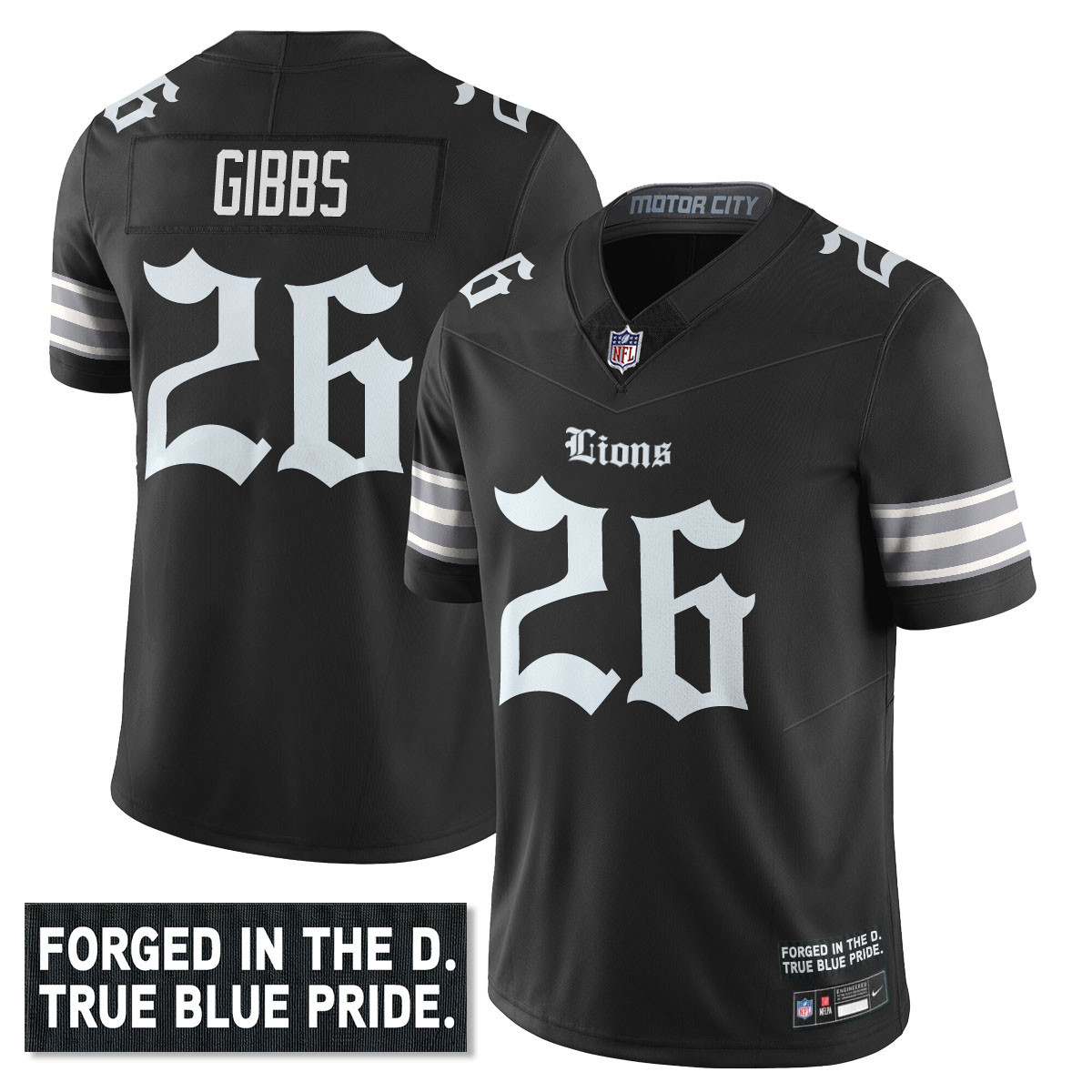 Men’s Detroit Lions ‘Gothic Motor City Edition’ Vapor Limited Jersey – All Stitched