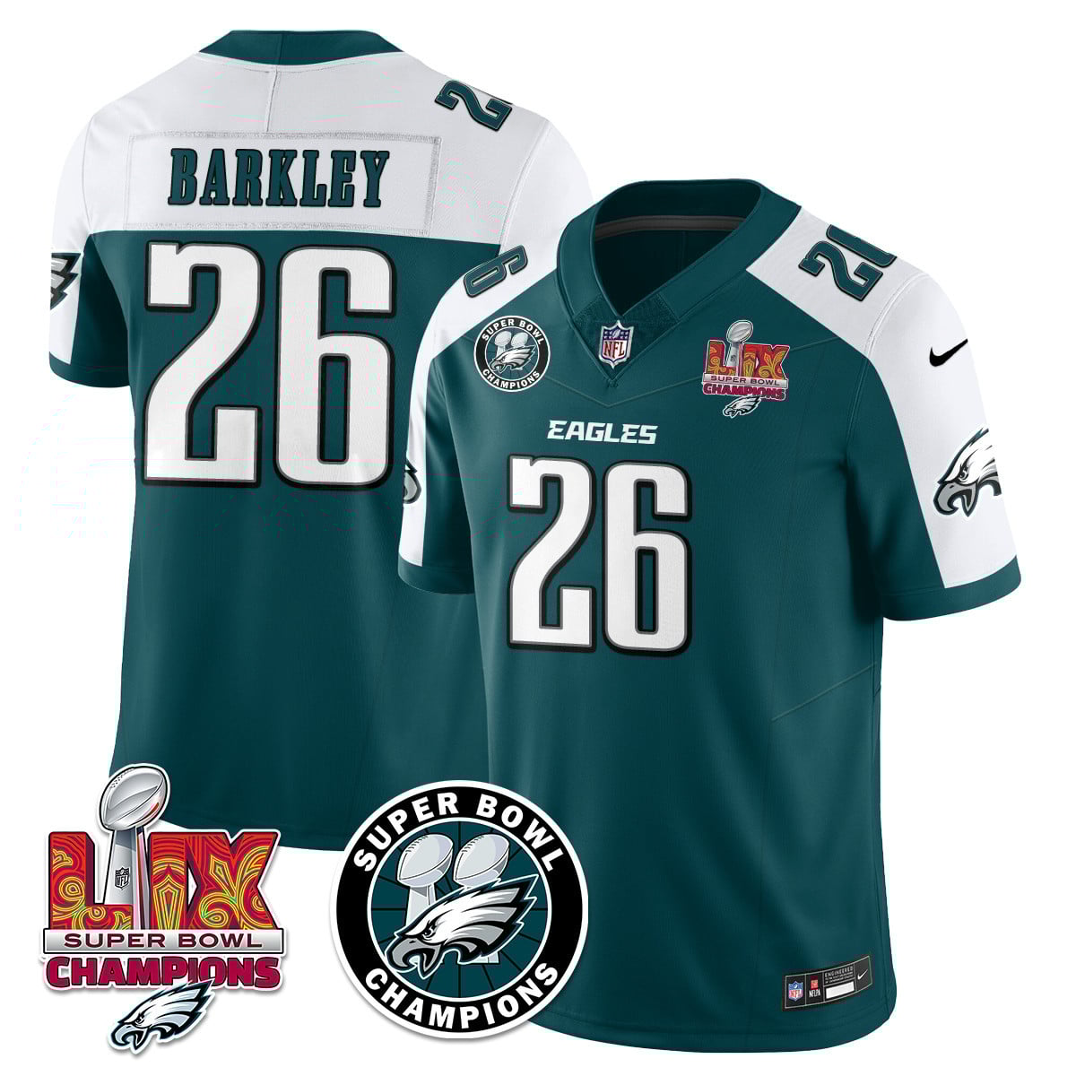 Men’s Philadelphia Eagles Super Bowl LIX Champions Jersey – All Stitched