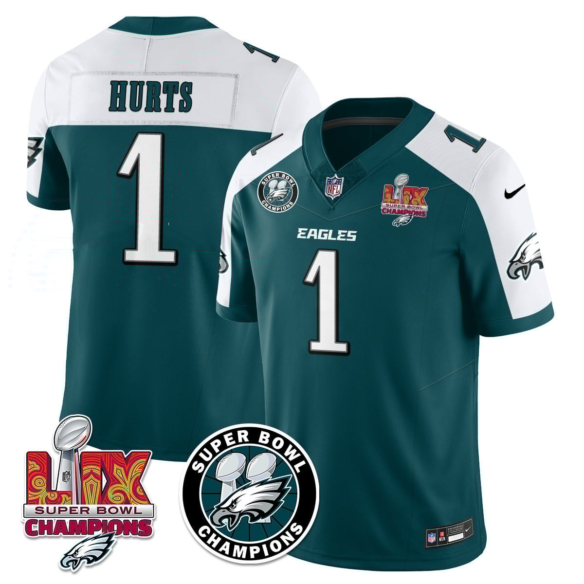 Men’s Philadelphia Eagles Super Bowl LIX Champions Jersey – All Stitched