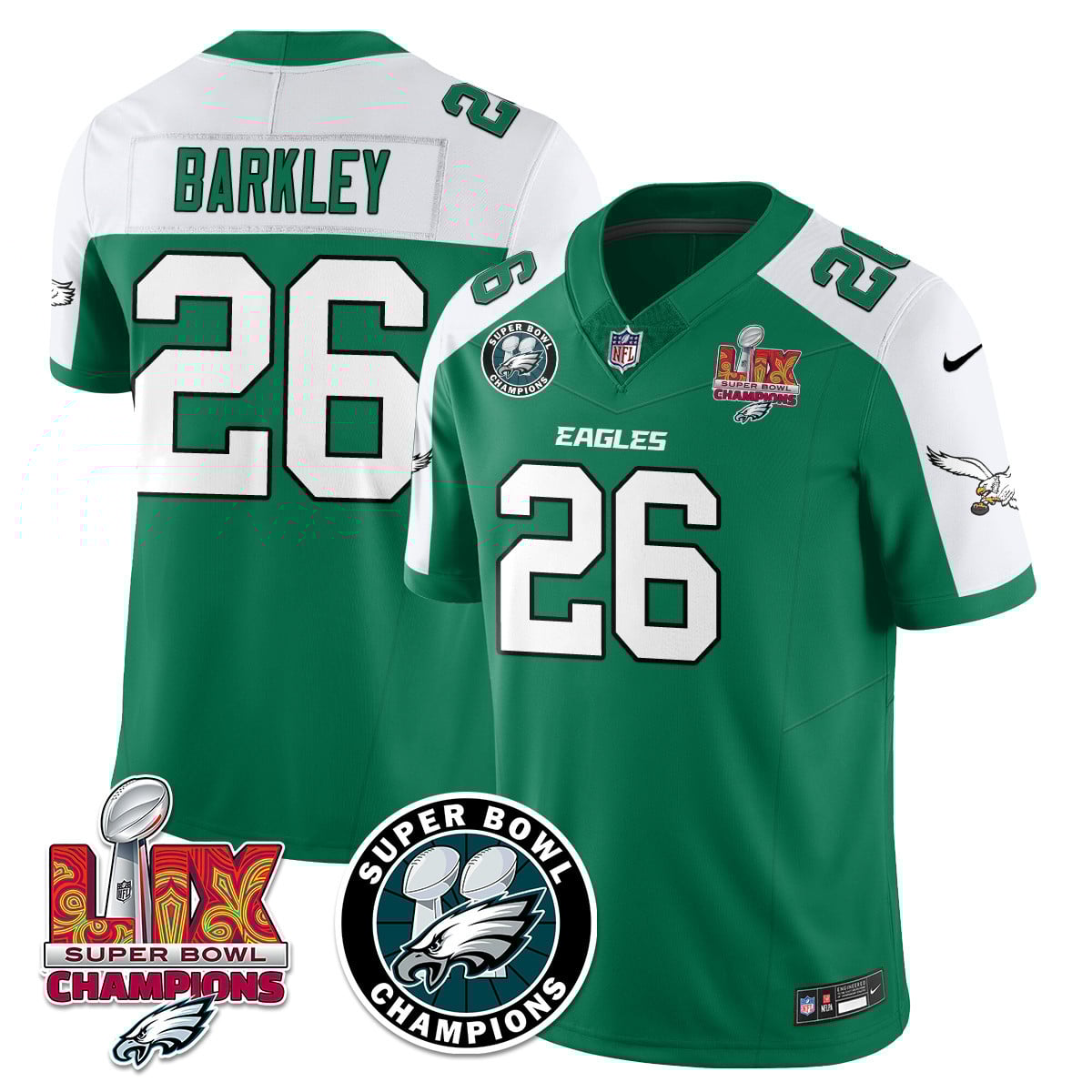 Men’s Philadelphia Eagles Super Bowl LIX Champions Jersey – All Stitched
