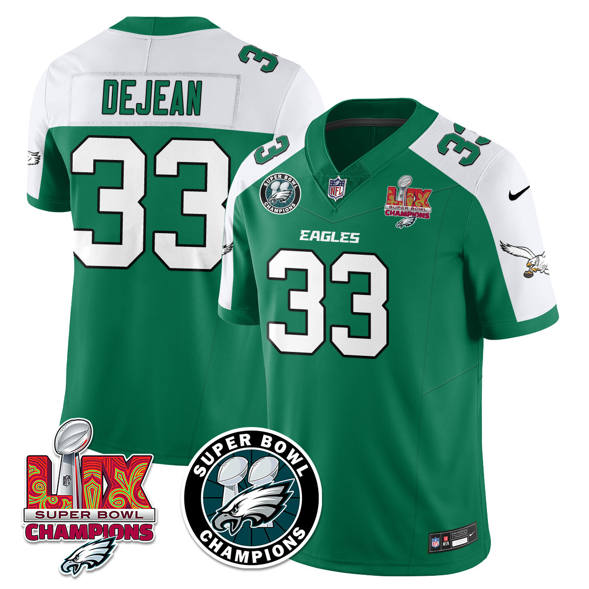 Men’s Philadelphia Eagles Super Bowl LIX Champions Jersey – All Stitched