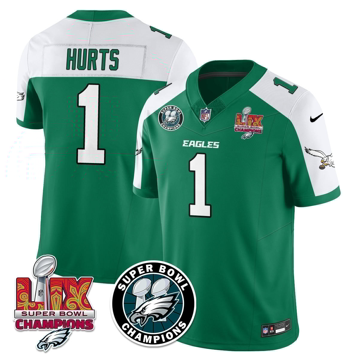 Men’s Philadelphia Eagles Super Bowl LIX Champions Jersey – All Stitched
