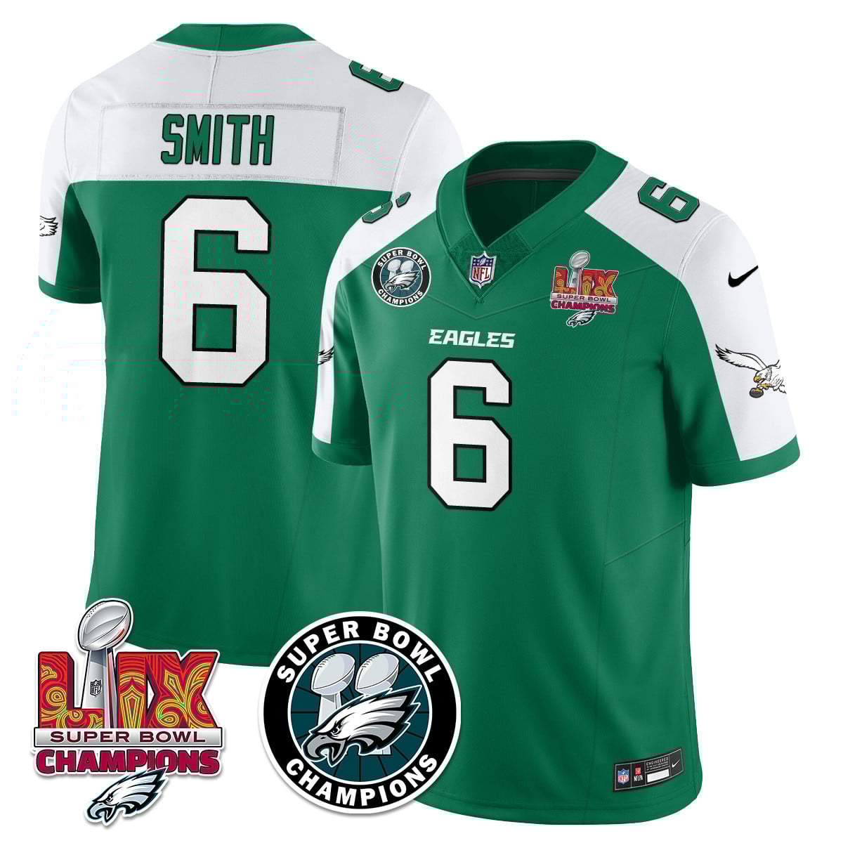 Men’s Philadelphia Eagles Super Bowl LIX Champions Jersey – All Stitched