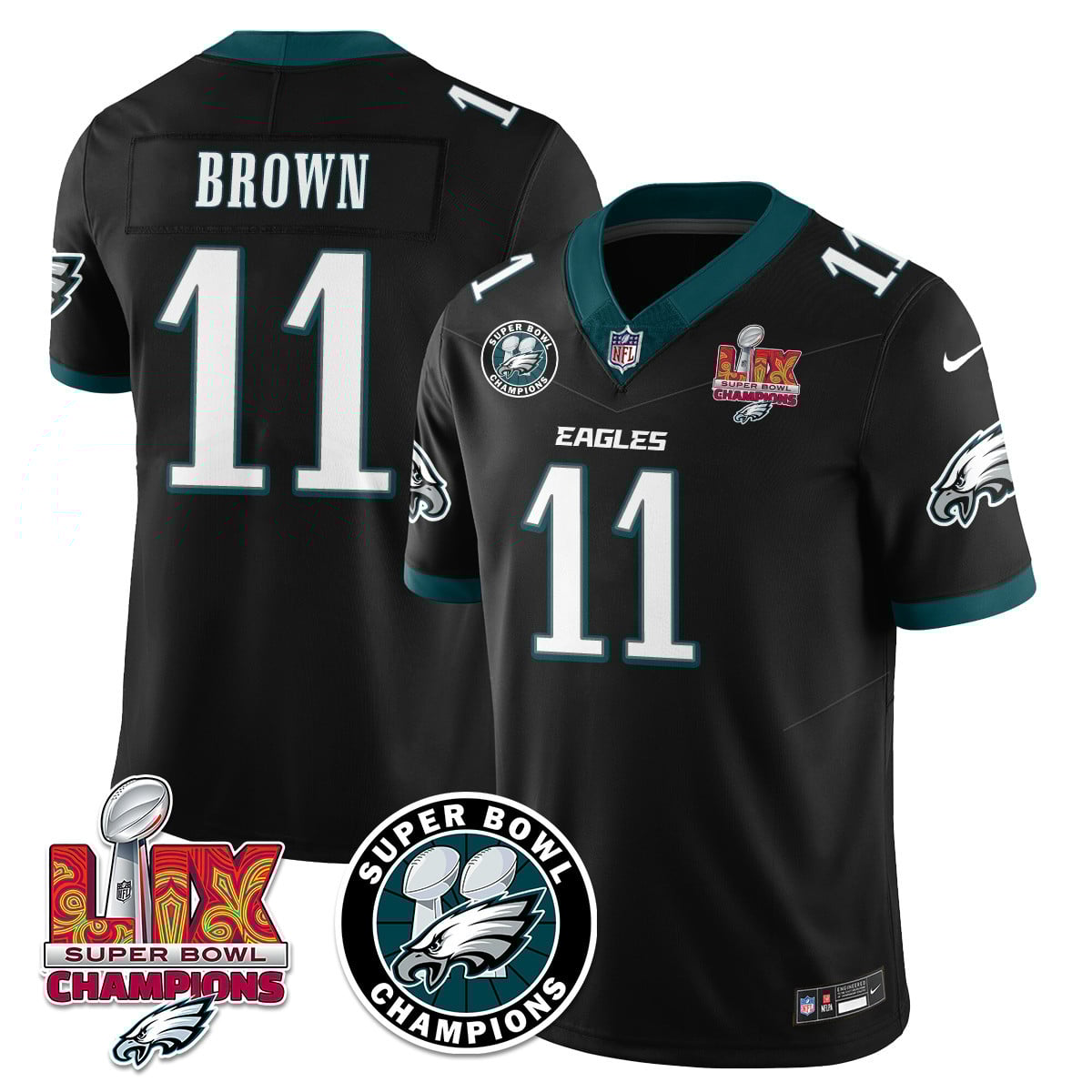 Men’s Philadelphia Eagles Super Bowl LIX Champions Jersey – All Stitched