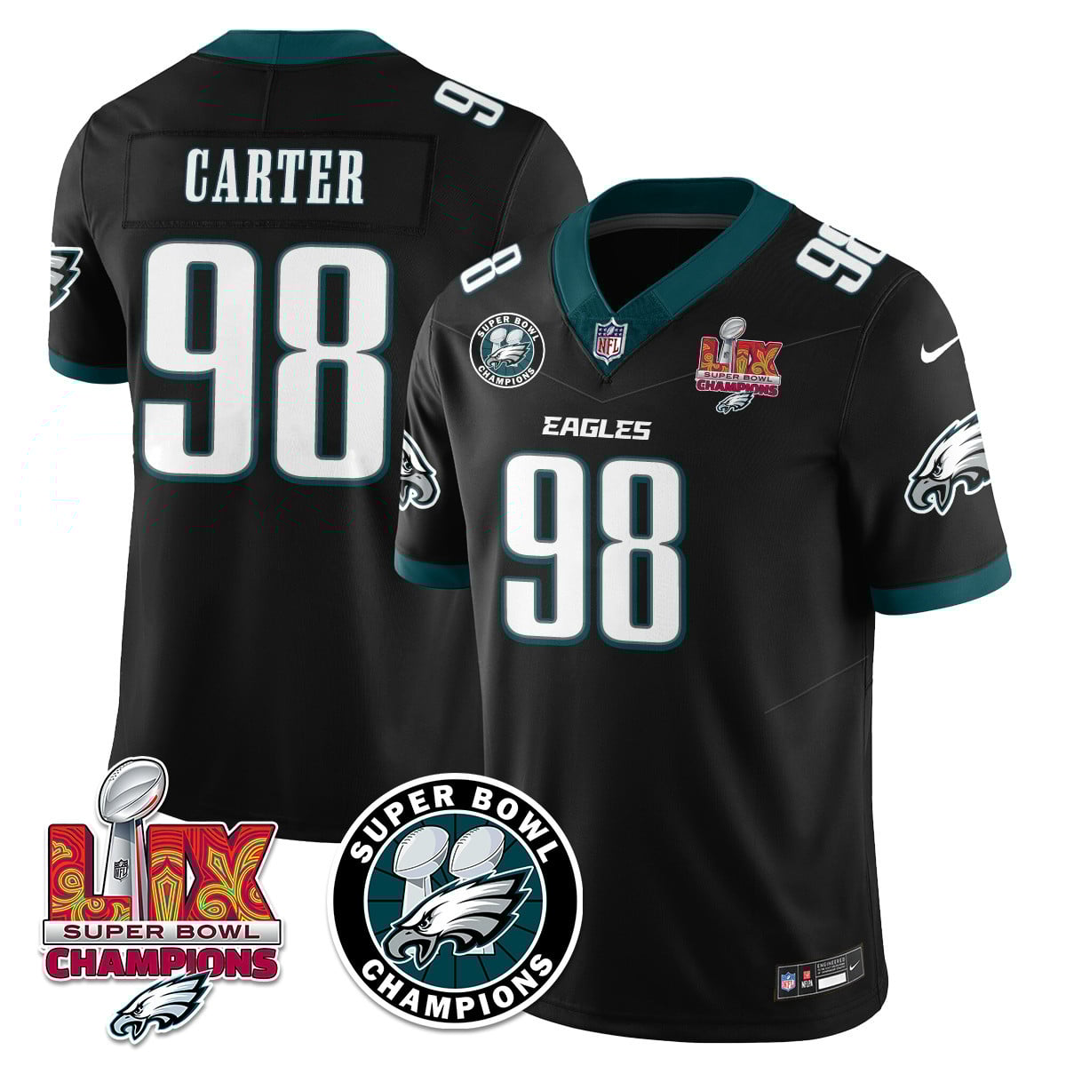 Men’s Philadelphia Eagles Super Bowl LIX Champions Jersey – All Stitched