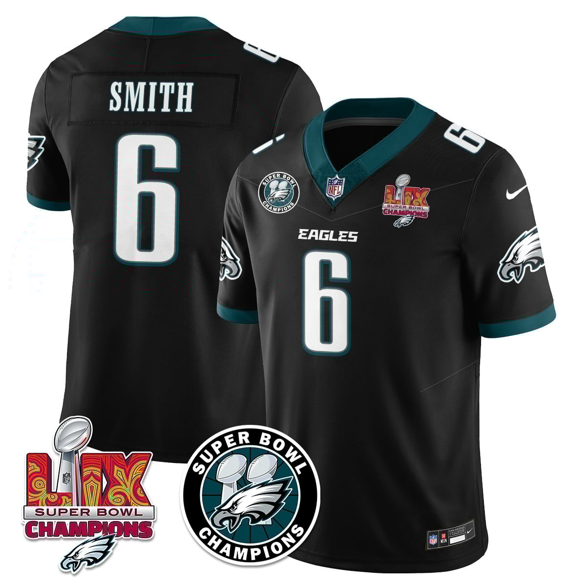 Men’s Philadelphia Eagles Super Bowl LIX Champions Jersey – All Stitched
