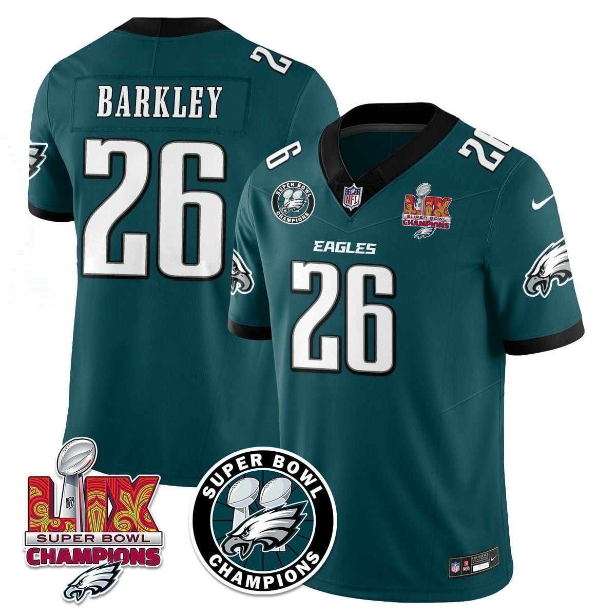 Men’s Philadelphia Eagles Super Bowl LIX Champions Jersey – All Stitched