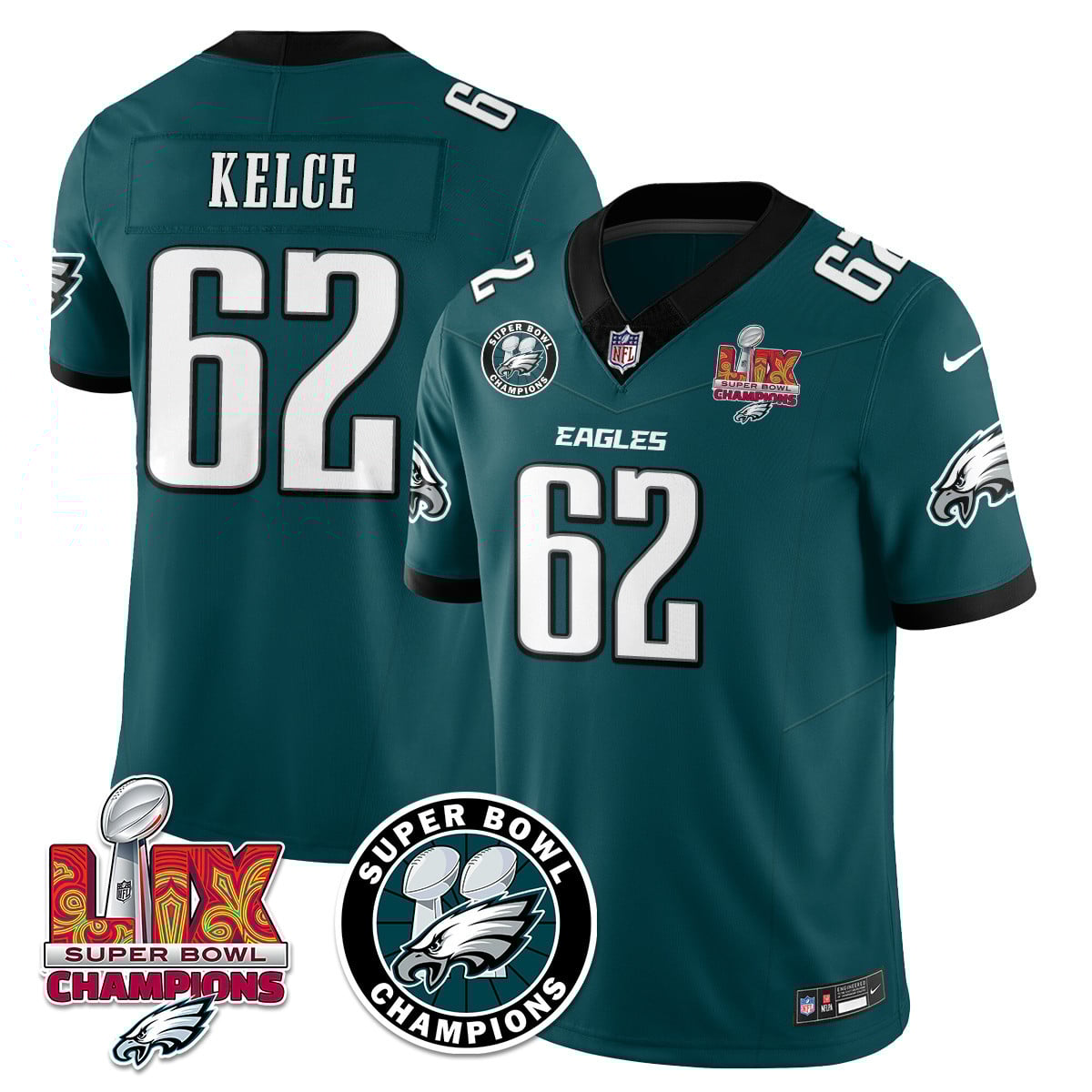 Men’s Philadelphia Eagles Super Bowl LIX Champions Jersey – All Stitched