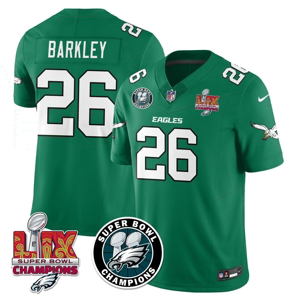 Men’s Philadelphia Eagles Super Bowl LIX Champions Jersey – All Stitched