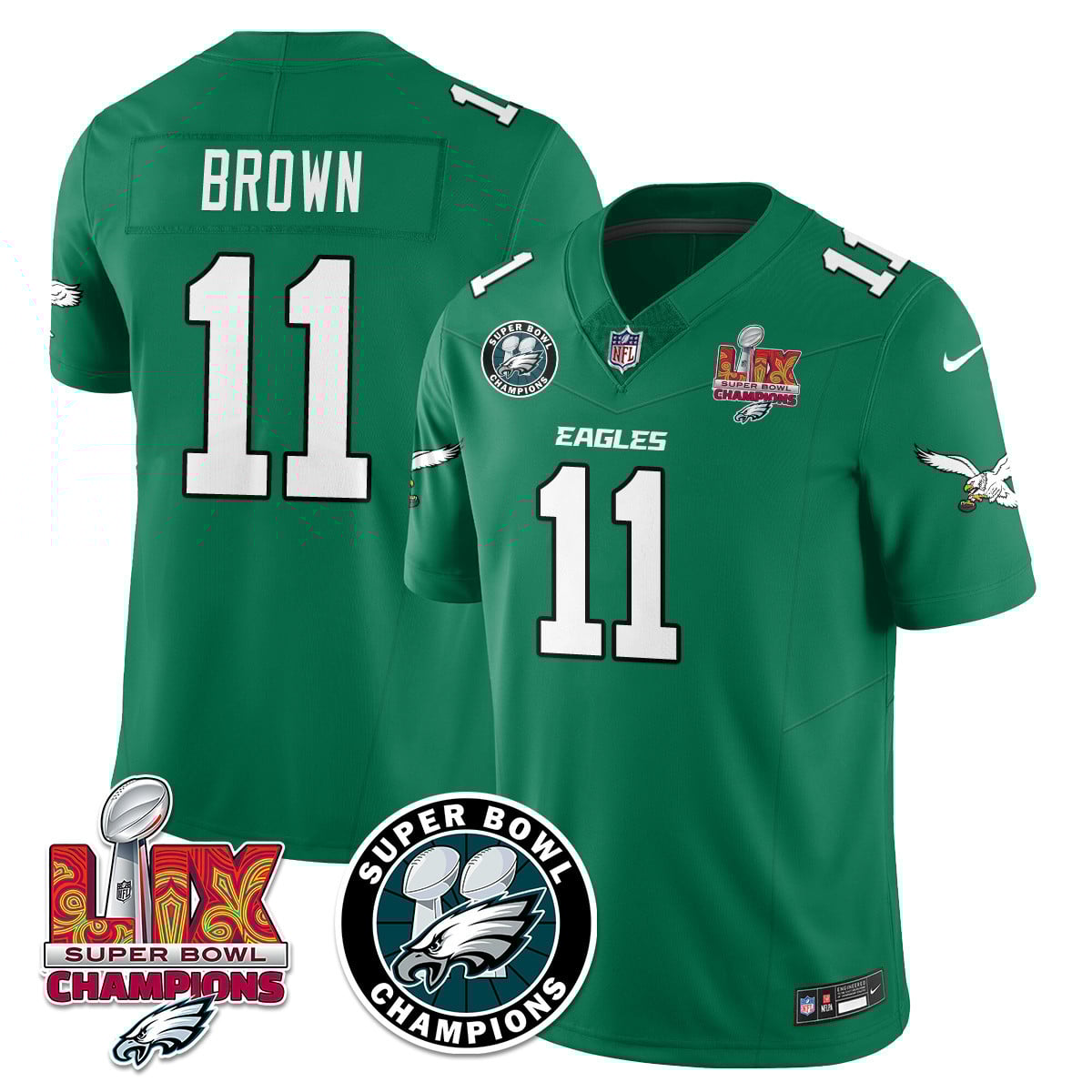Men’s Philadelphia Eagles Super Bowl LIX Champions Jersey – All Stitched