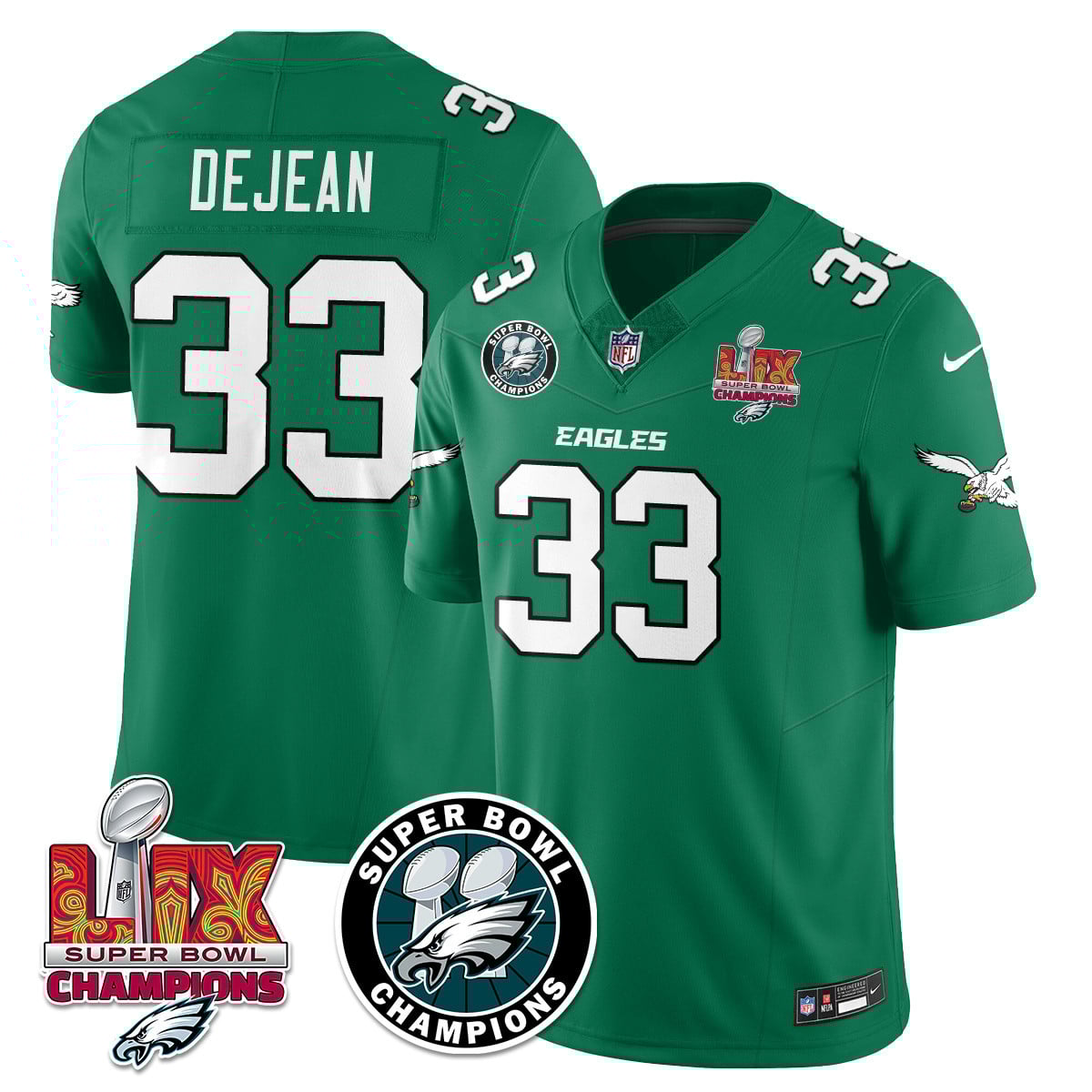 Men’s Philadelphia Eagles Super Bowl LIX Champions Jersey – All Stitched