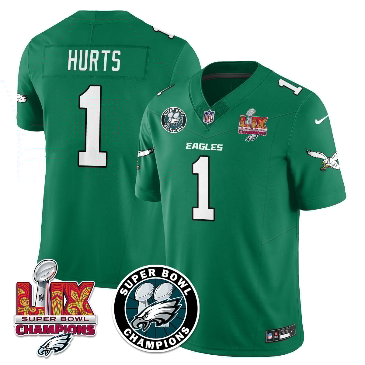 Men’s Philadelphia Eagles Super Bowl LIX Champions Jersey – All Stitched