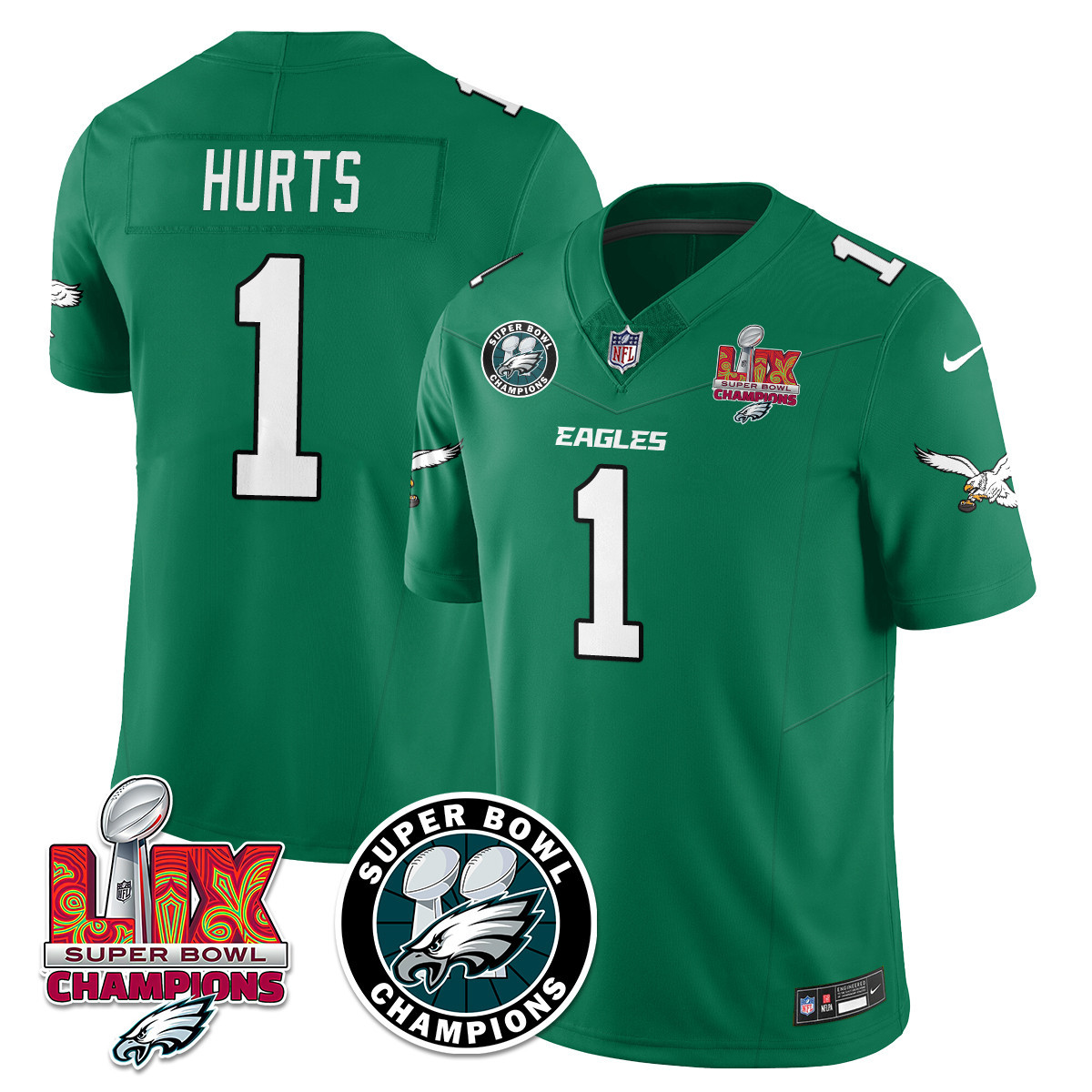 Men’s Philadelphia Eagles Super Bowl LIX Champions Jersey – All Stitched