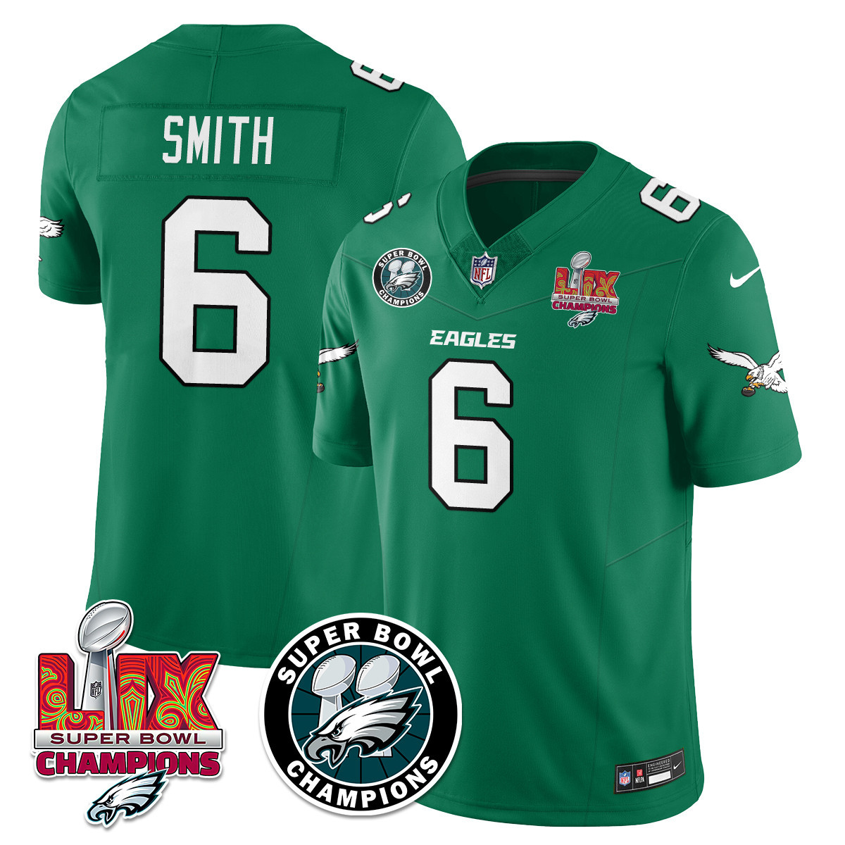 Men’s Philadelphia Eagles Super Bowl LIX Champions Jersey – All Stitched