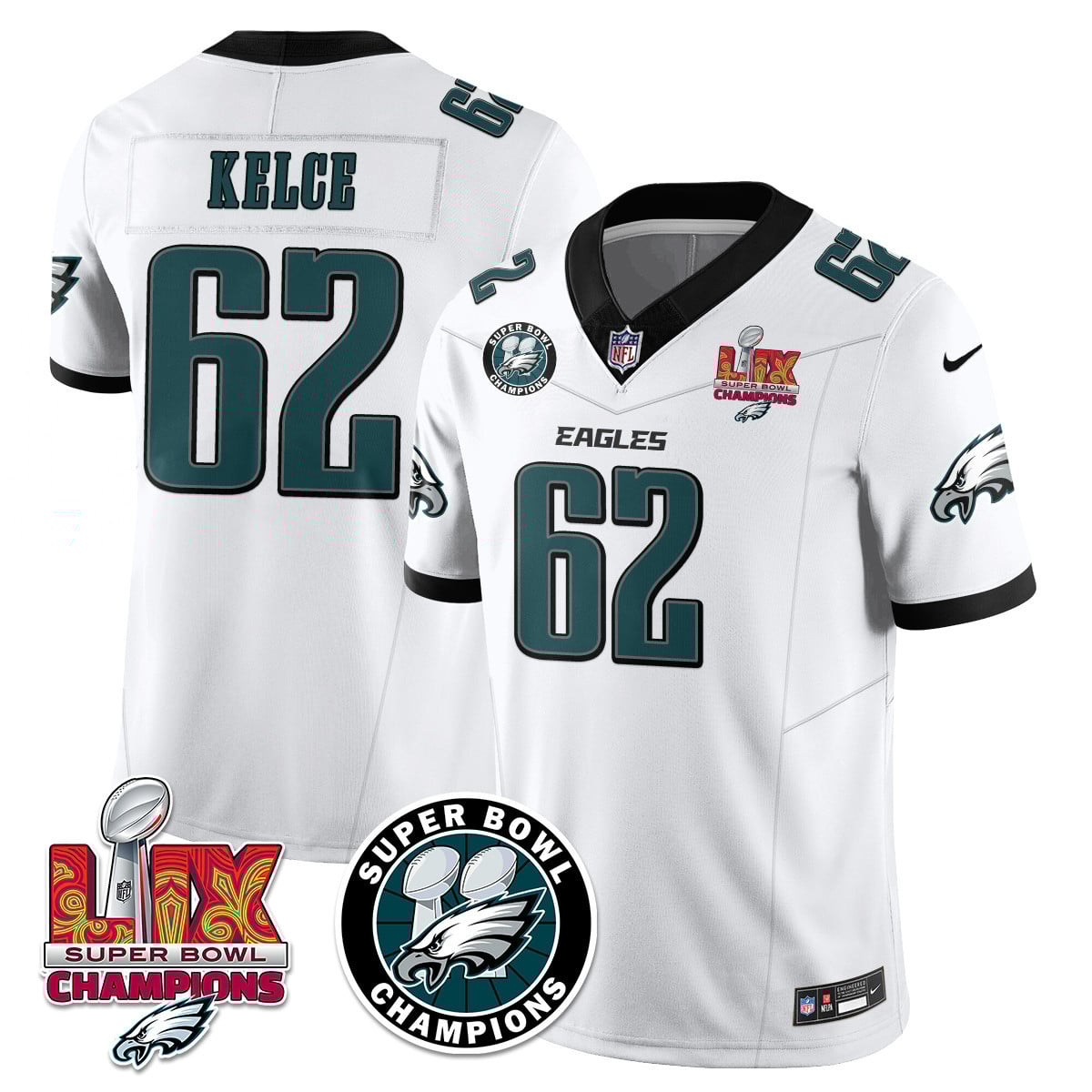 Men’s Philadelphia Eagles Super Bowl LIX Champions Jersey – All Stitched