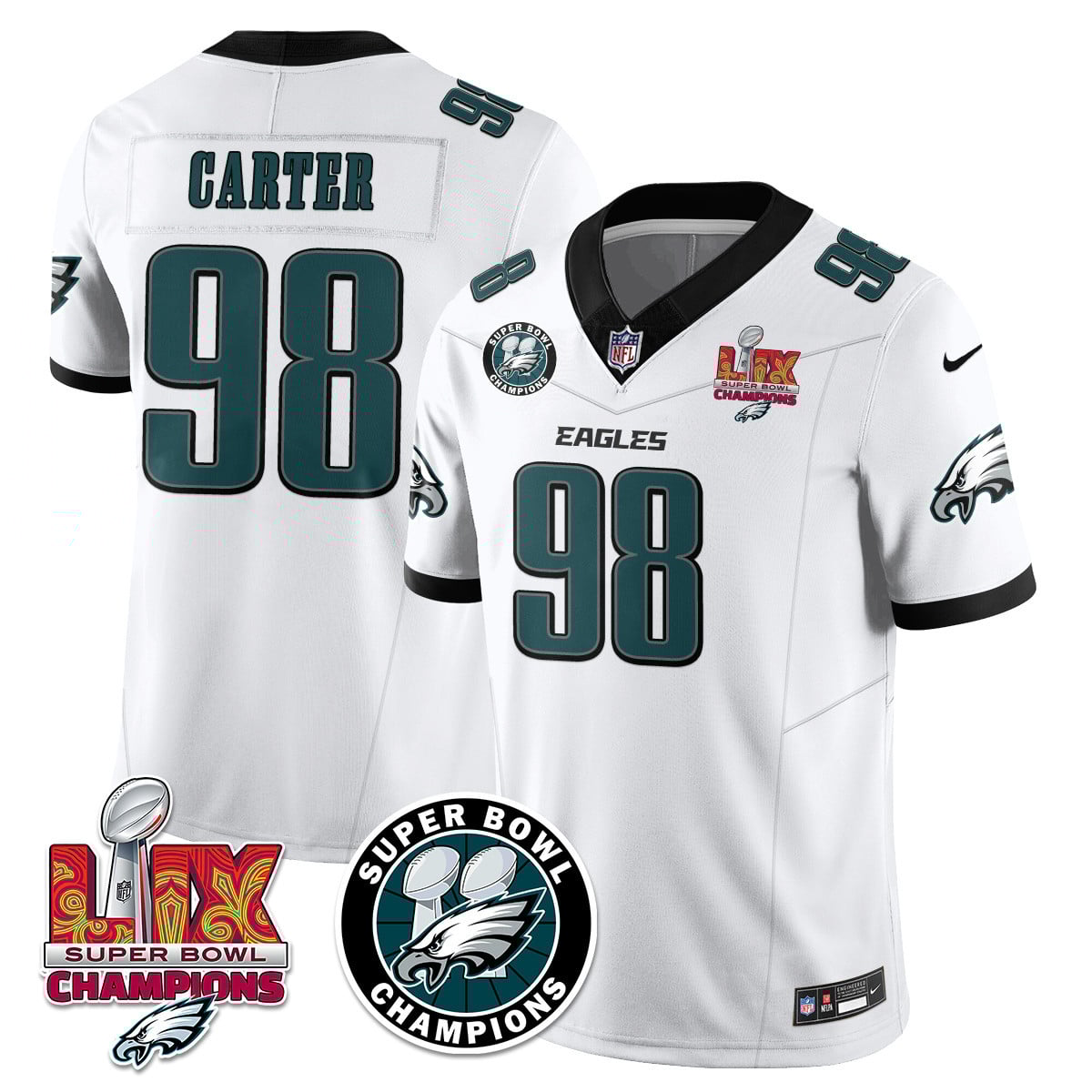 Men’s Philadelphia Eagles Super Bowl LIX Champions Jersey – All Stitched