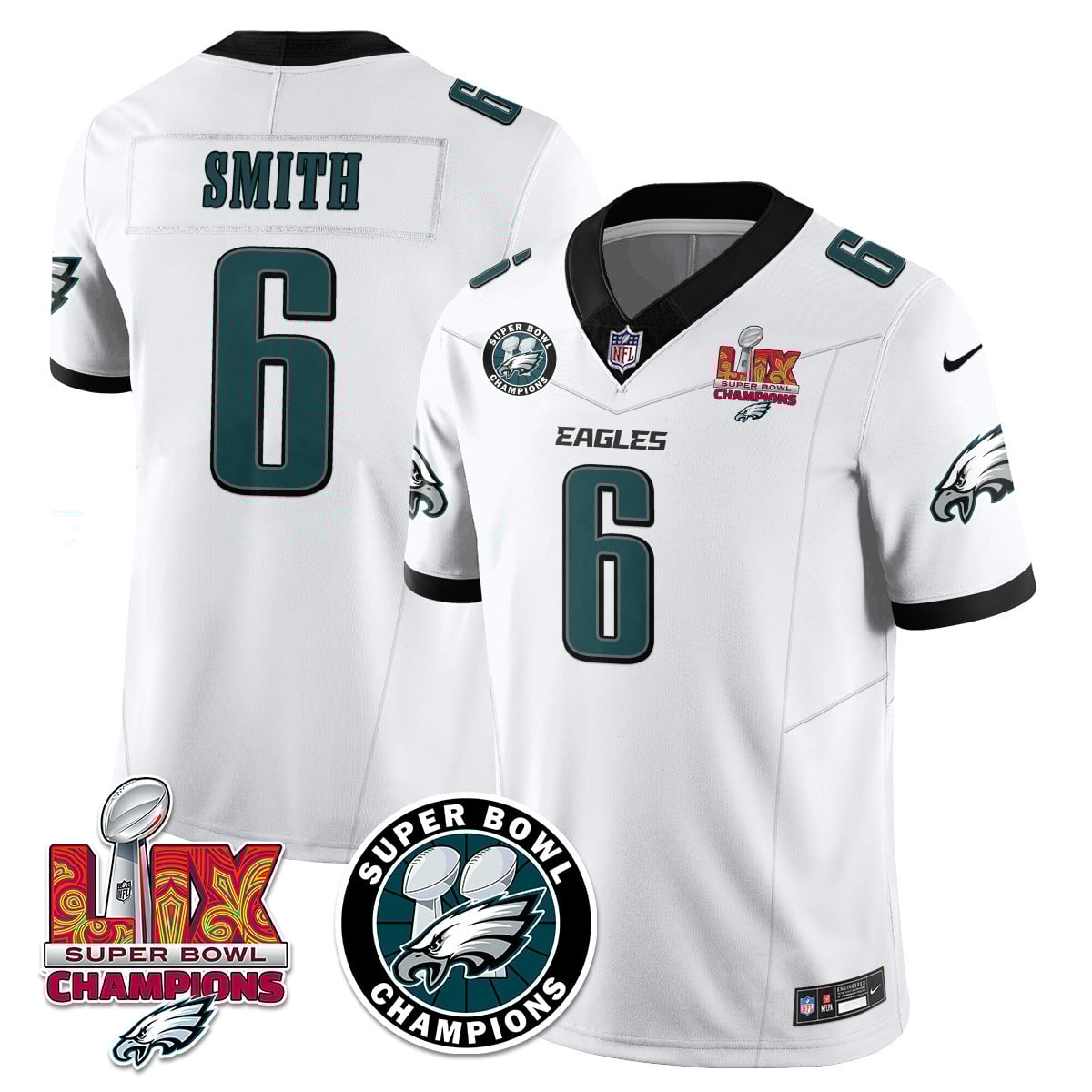 Men’s Philadelphia Eagles Super Bowl LIX Champions Jersey – All Stitched
