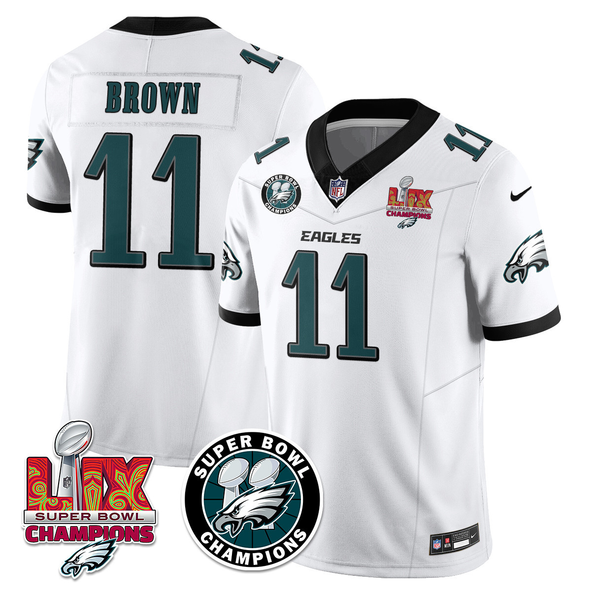 Men’s Philadelphia Eagles Super Bowl LIX Champions Jersey – All Stitched