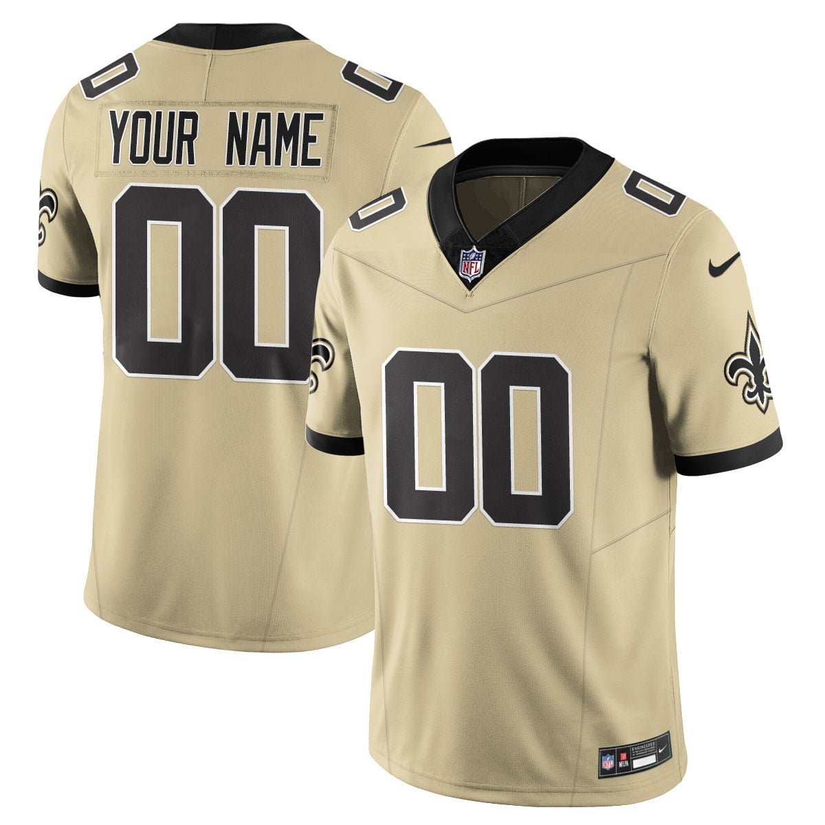 New Orleans Saints Golds Alternate Vapor Limited Custom Jersey – All Stitched