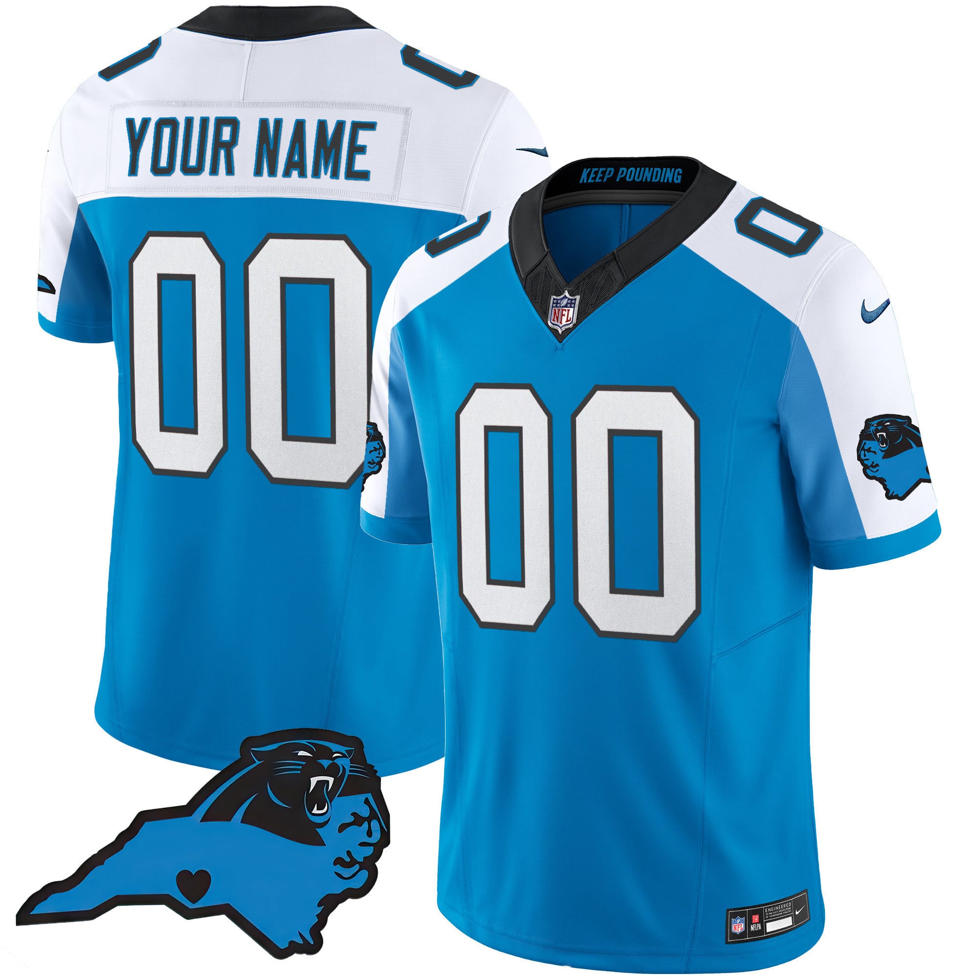 Panthers Vapor Limited Custom Jersey – Carolina Patch – All Stitched