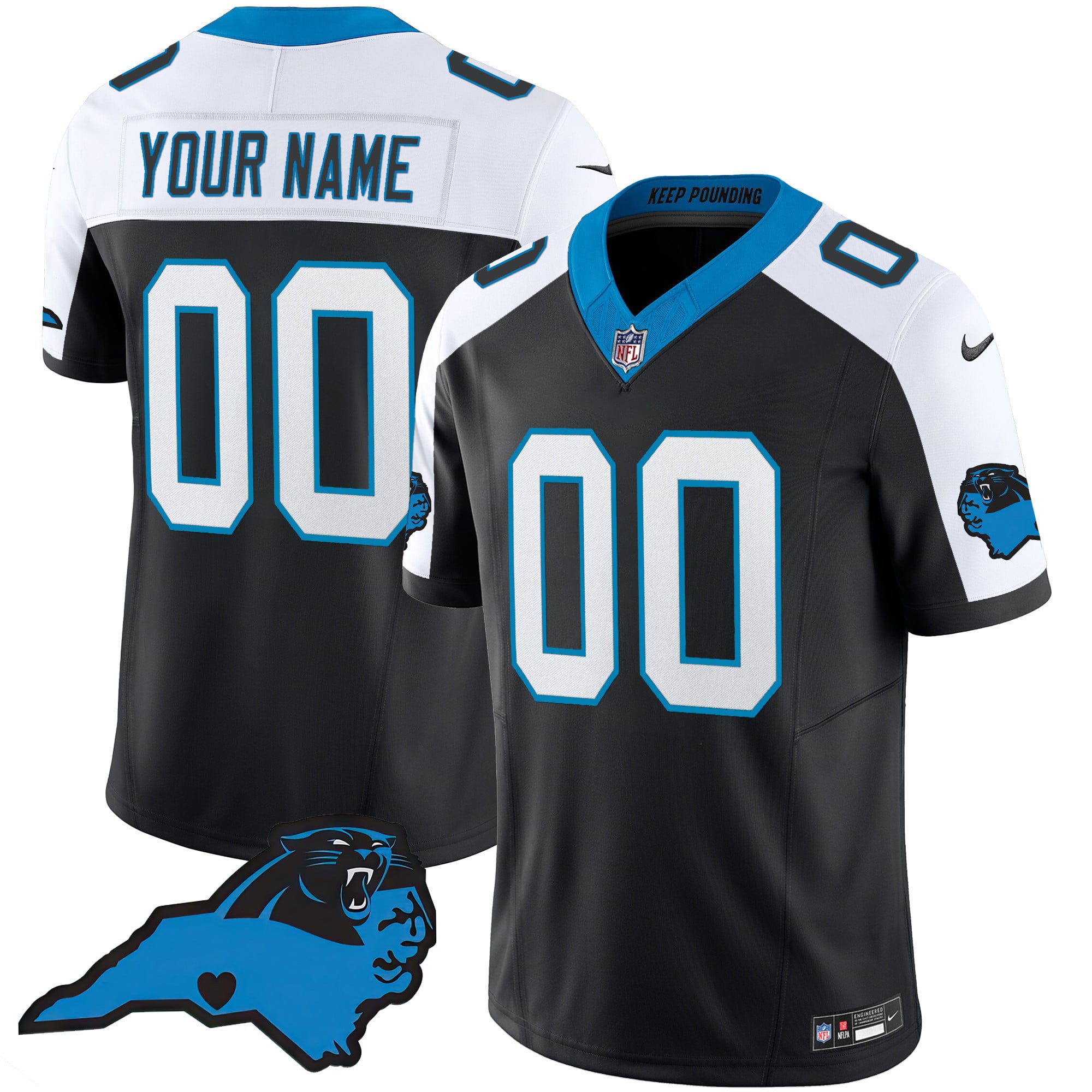 Panthers Vapor Limited Custom Jersey – Carolina Patch – All Stitched