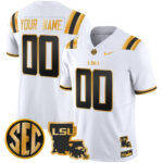 LSU Tigers 2025 Louisiana Patch Gold Vapor Limited Custom Jersey – All Stitched