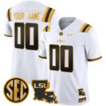 LSU Tigers 2025 Louisiana Patch Gold Vapor Limited Custom Jersey – All Stitched