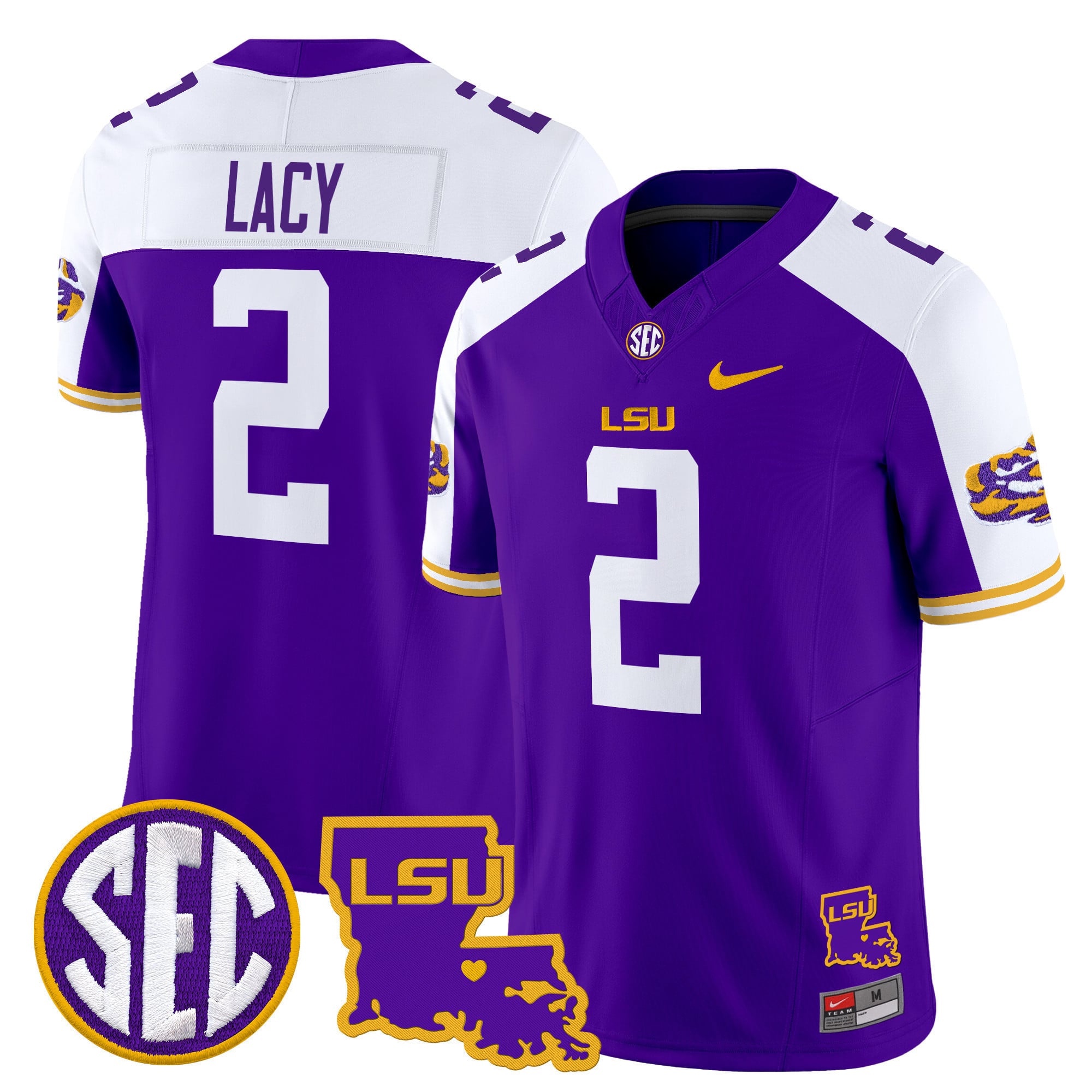 Men’s LSU Tigers 2025 Louisiana Patch Vapor Limited Jersey – All Stitched