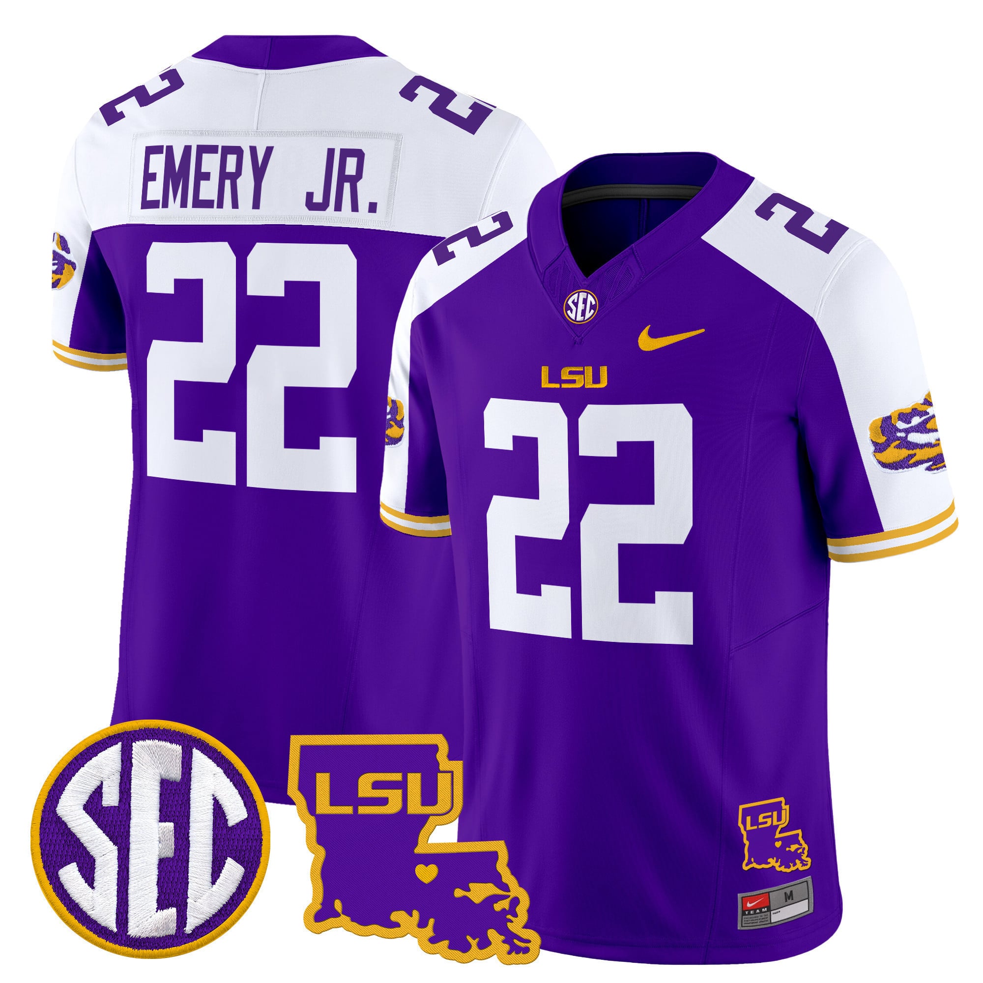 Men’s LSU Tigers 2025 Louisiana Patch Vapor Limited Jersey – All Stitched