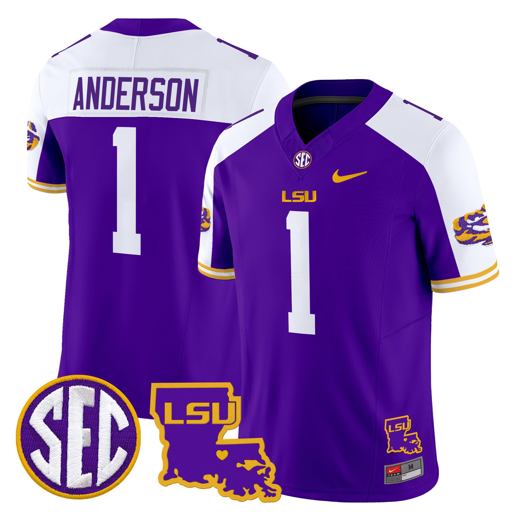 Men’s LSU Tigers 2025 Louisiana Patch Vapor Limited Jersey – All Stitched
