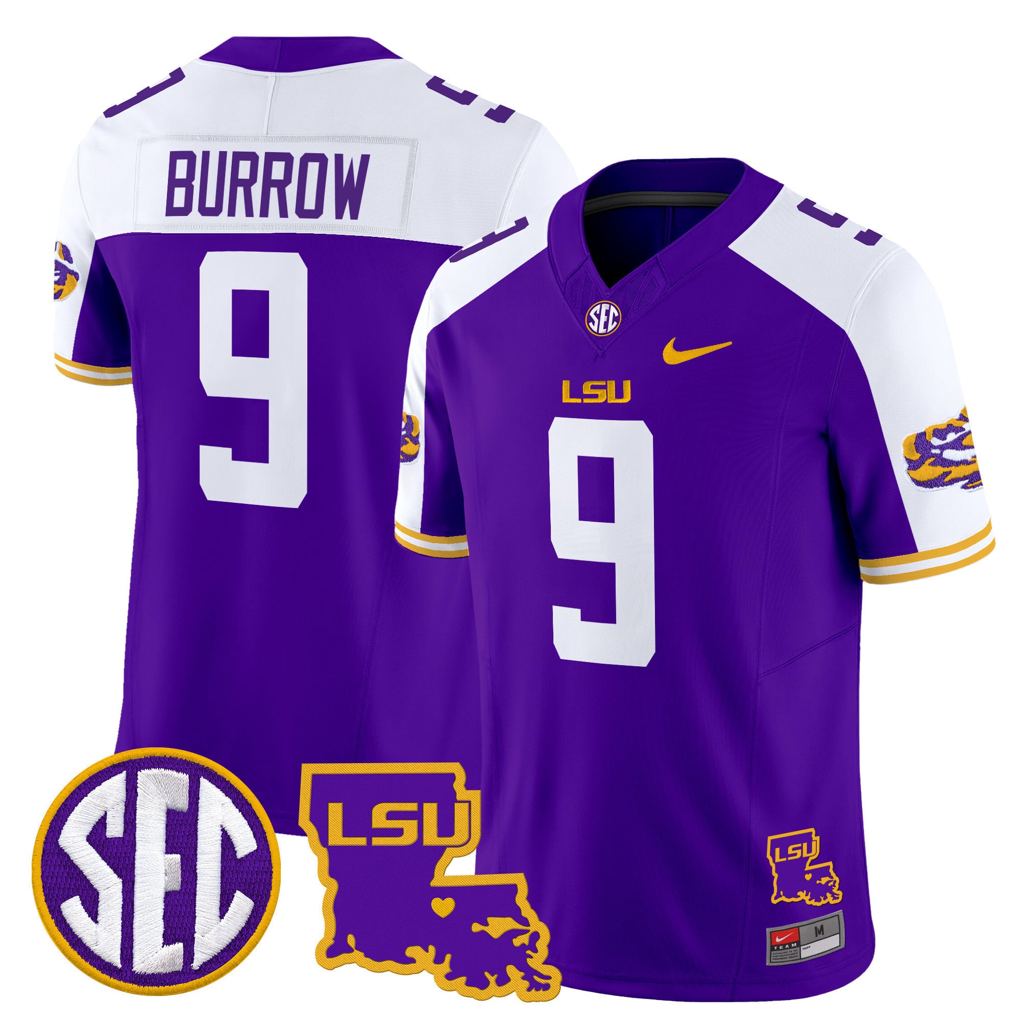 Men’s LSU Tigers 2025 Louisiana Patch Vapor Limited Jersey – All Stitched