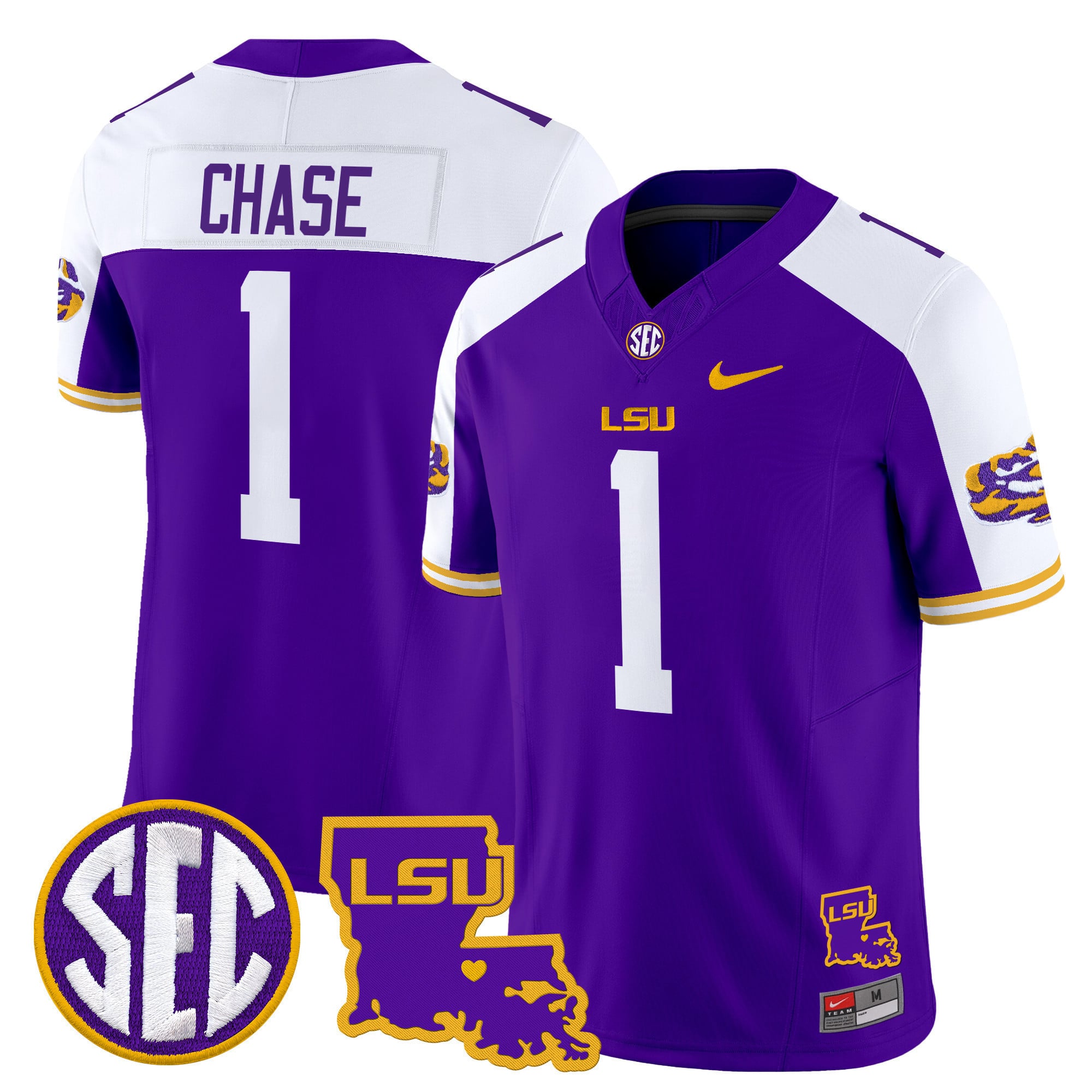 Men’s LSU Tigers 2025 Louisiana Patch Vapor Limited Jersey – All Stitched