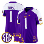 Men’s LSU Tigers 2025 Louisiana Patch Vapor Limited Jersey – All Stitched