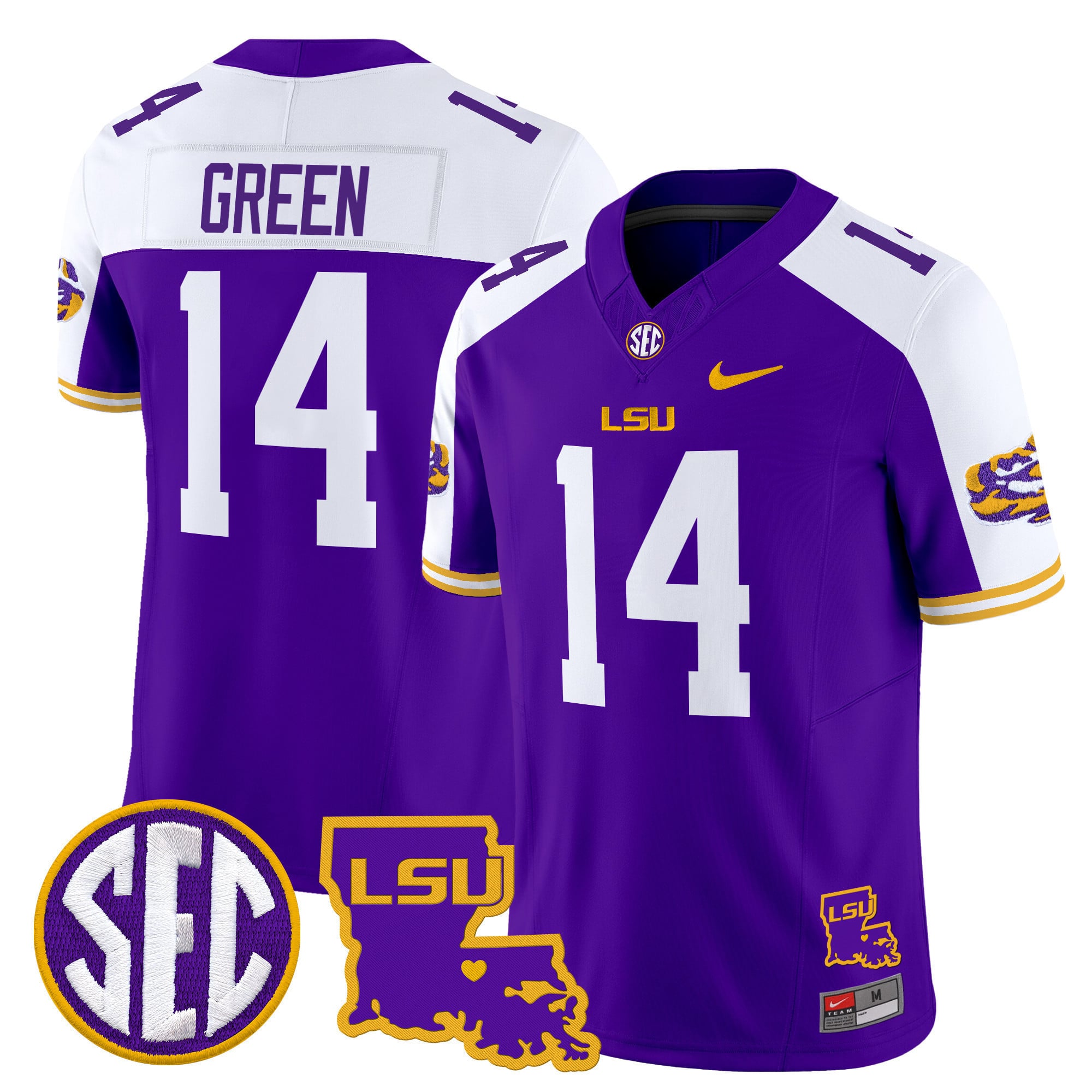 Men’s LSU Tigers 2025 Louisiana Patch Vapor Limited Jersey – All Stitched