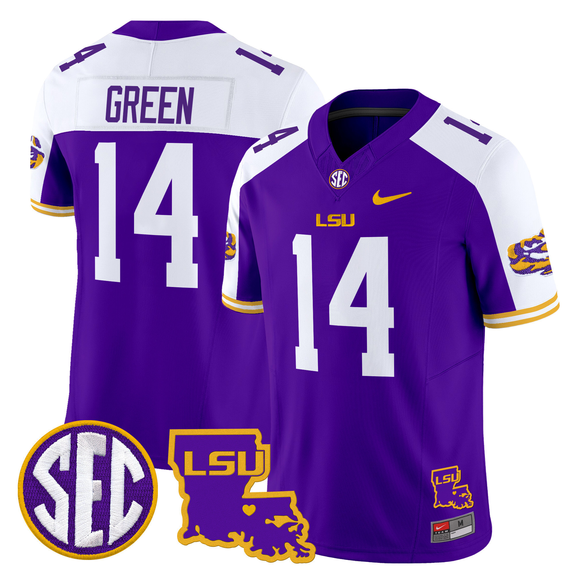 Men’s LSU Tigers 2025 Louisiana Patch Vapor Limited Jersey – All Stitched