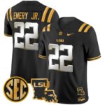 Men’s LSU Tigers 2025 Louisiana Patch Gold Vapor Limited Jersey – All Stitched