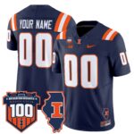 Illinois Fighting Illini 100th Memorial Stadium Patch Vapor Limited Custom Jersey – All Stitched