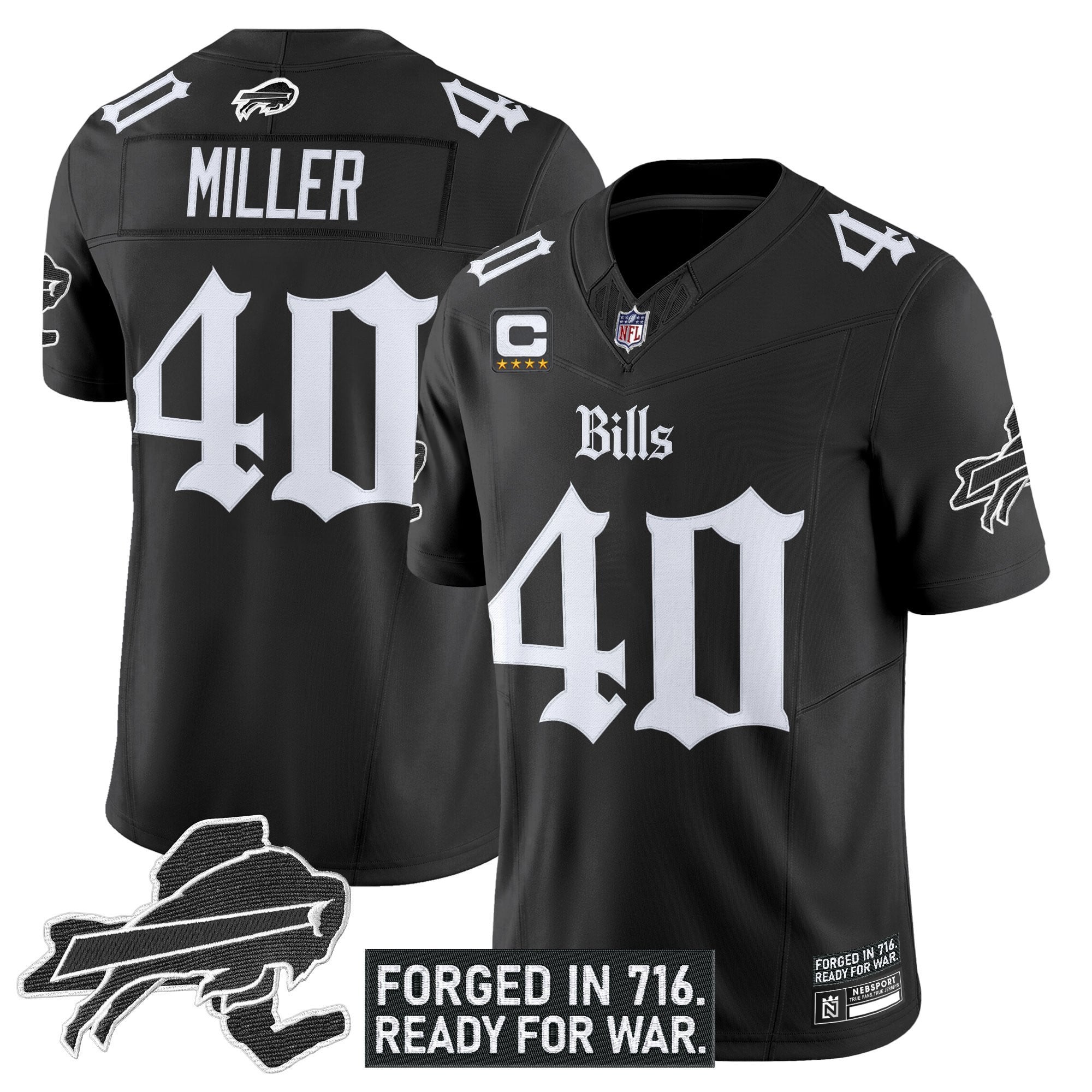 Men’s Buffalo Bills ‘Gothic Cold Front Edition’ Vapor Limited Jersey – All Stitched