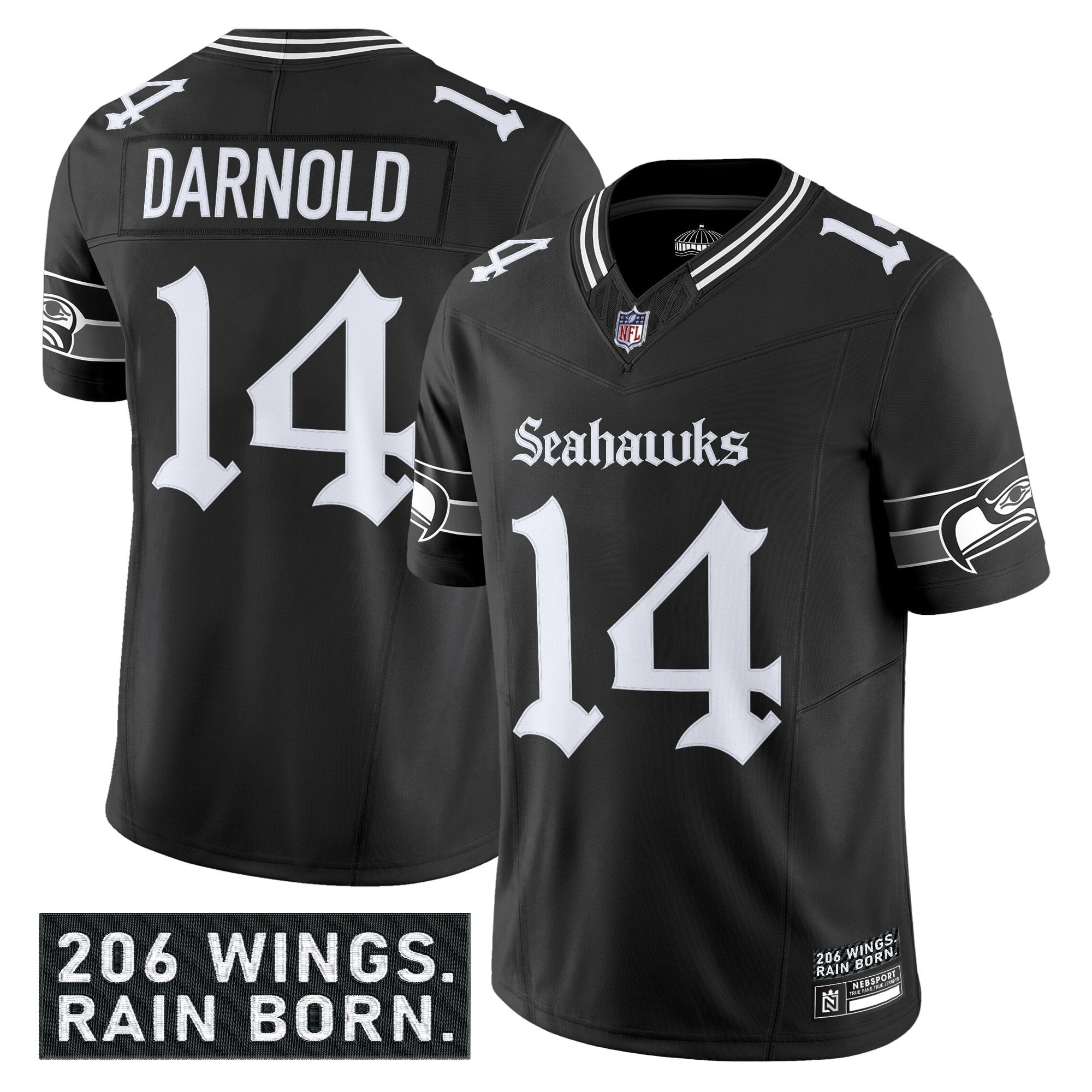 Men’s Seattle Seahawks ‘Gothic Rain City Shadows Edition’ Vapor Limited Jersey – All Stitched