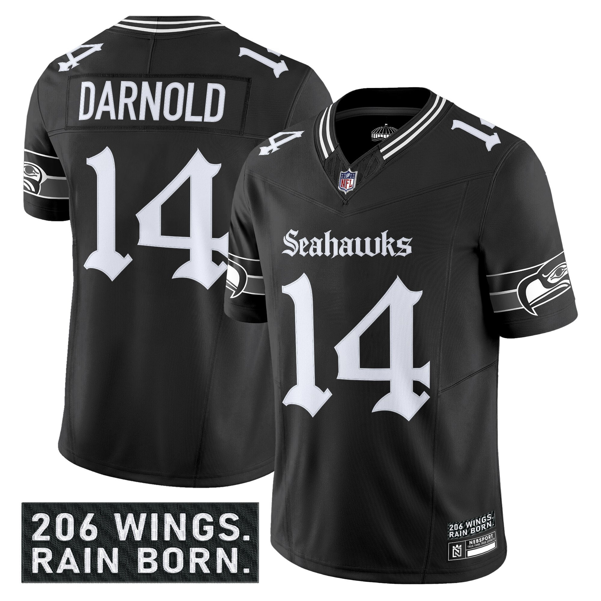 Men’s Seattle Seahawks ‘Gothic Rain City Shadows Edition’ Vapor Limited Jersey – All Stitched