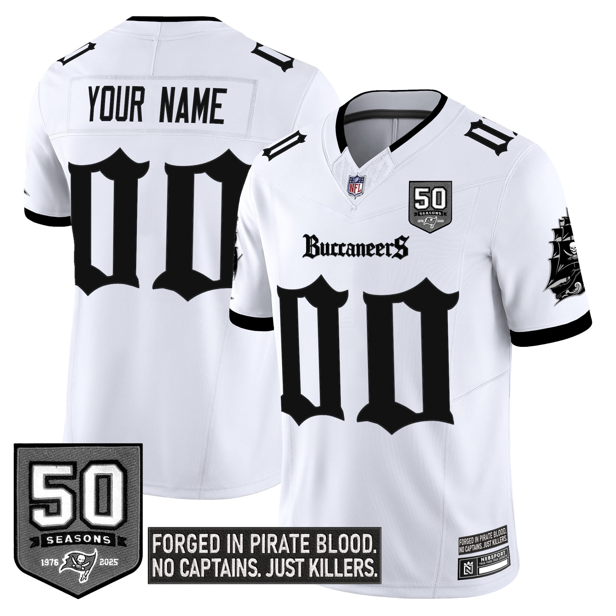 Tampa Bay Buccaneers ‘Gothic Pirate Shadows Edition’ Limited Custom Jersey – All Stitched