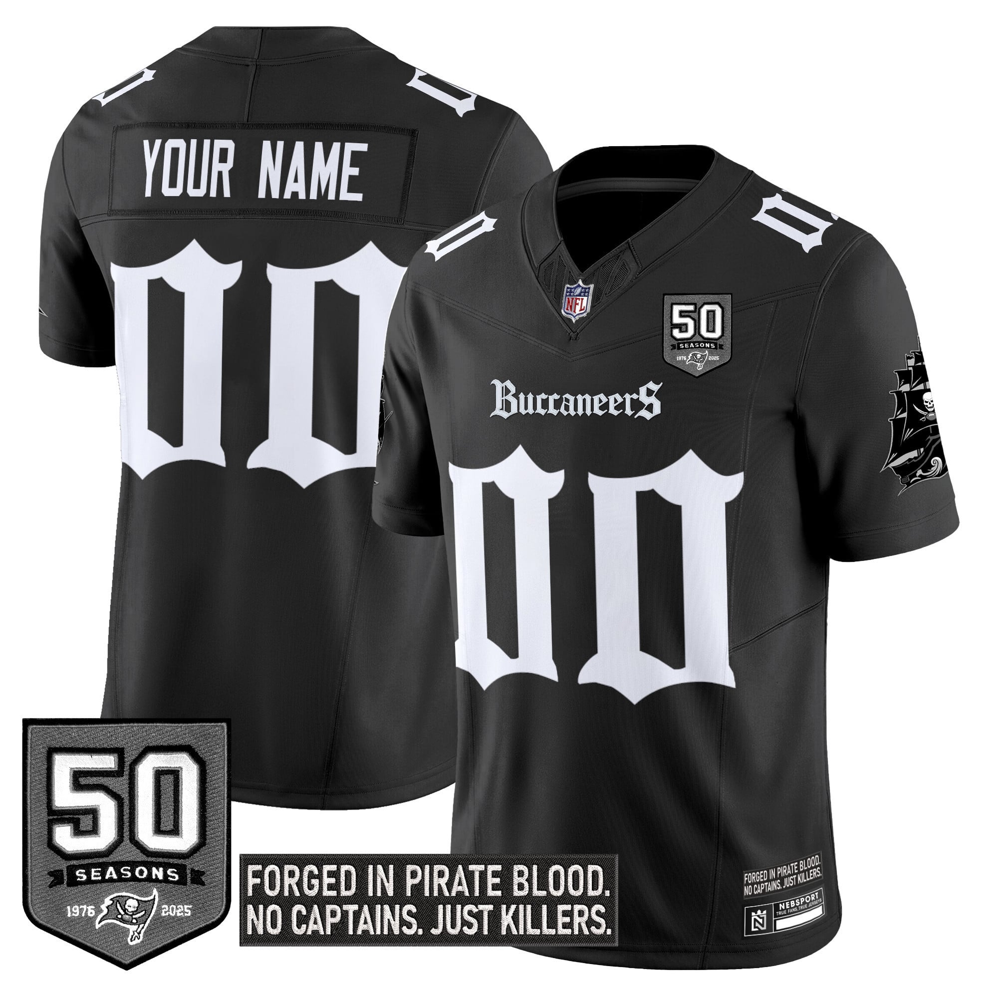 Tampa Bay Buccaneers ‘Gothic Pirate Shadows Edition’ Limited Custom Jersey – All Stitched