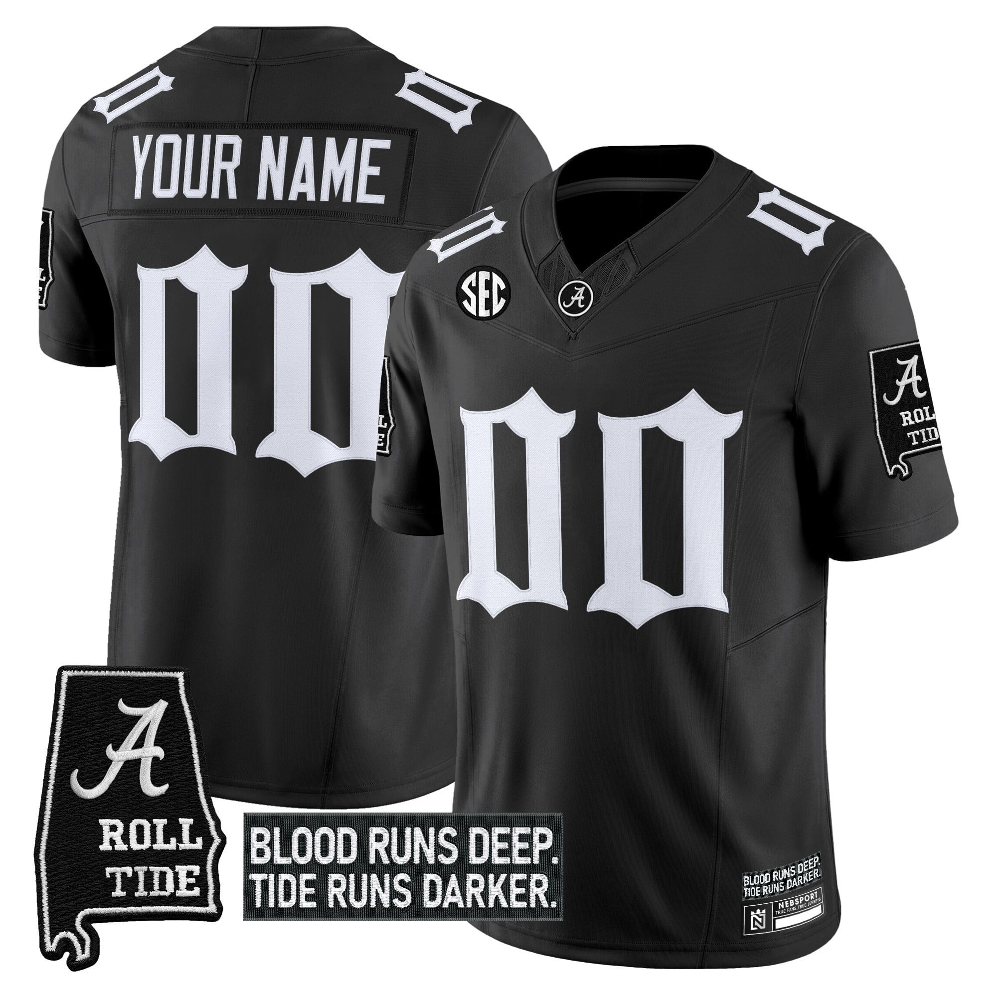 Alabama Crimson Tide ‘Gothic Bama Blood Edition’ Vapor Limited Custom Jersey – All Stitched